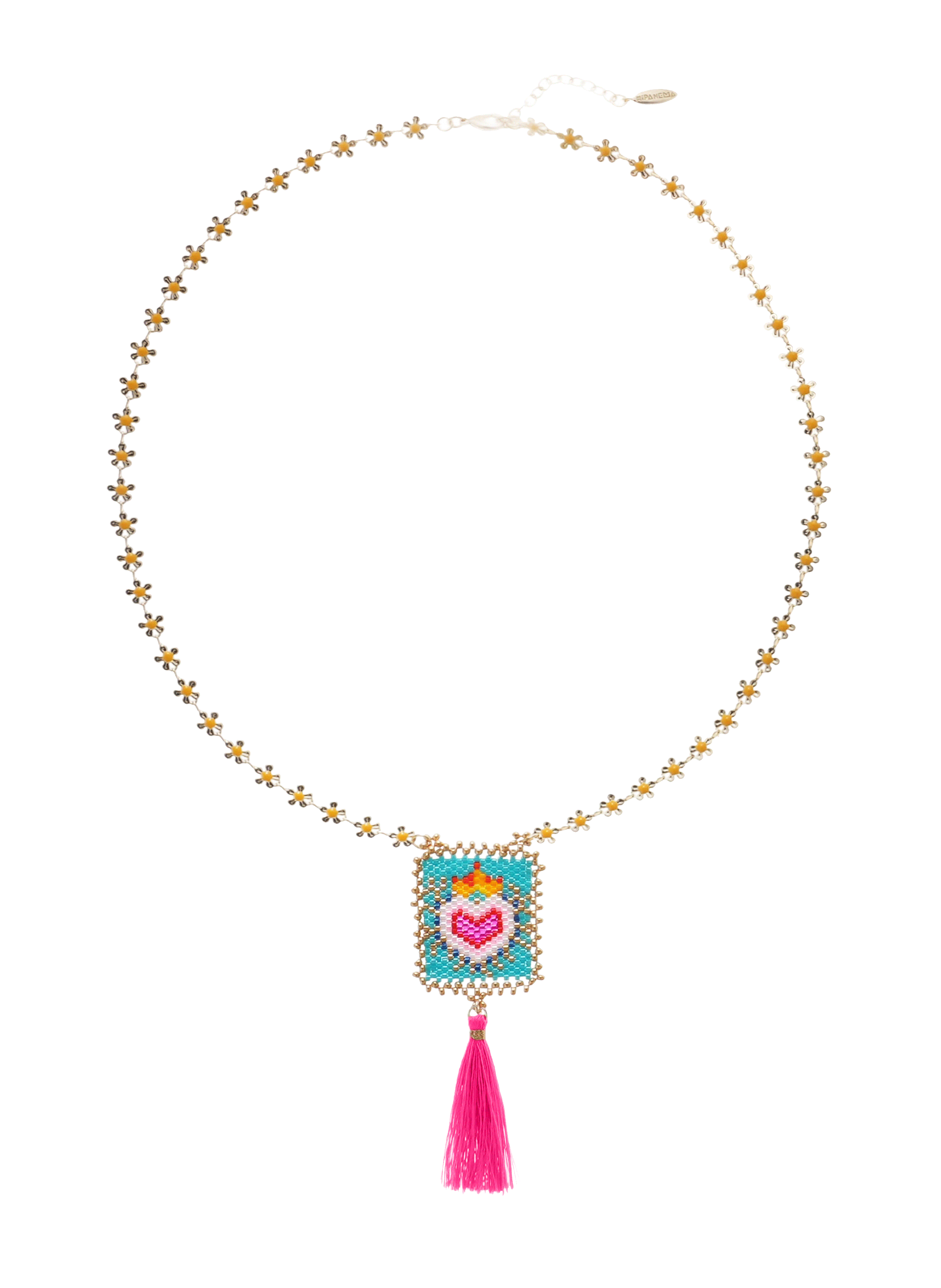 Collier sautoir avec pendentif en perles et pompon BONITO HIPANEMA Rose