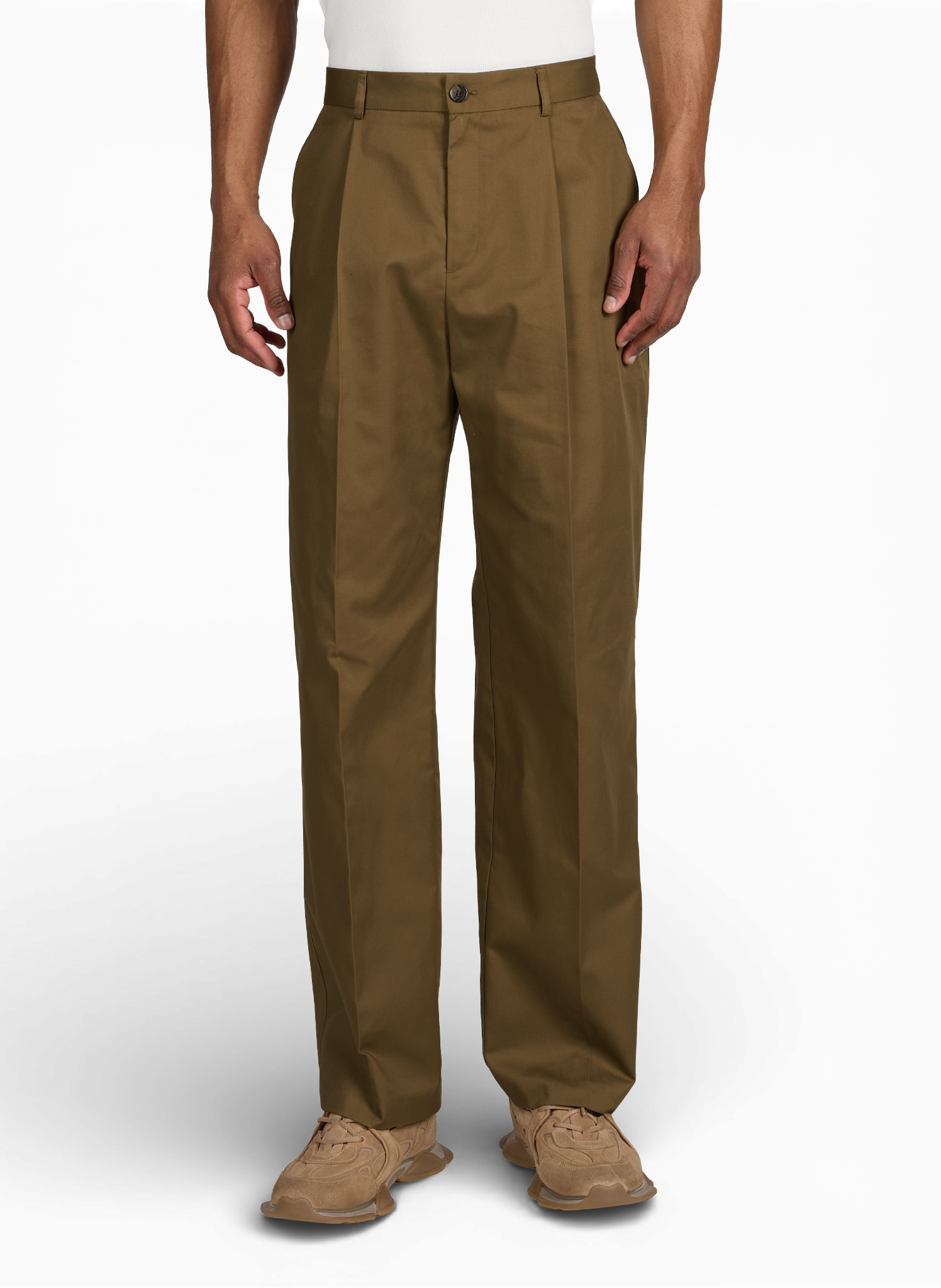 Pantalon Reece à plis en sergé épais LES DEUX Beige