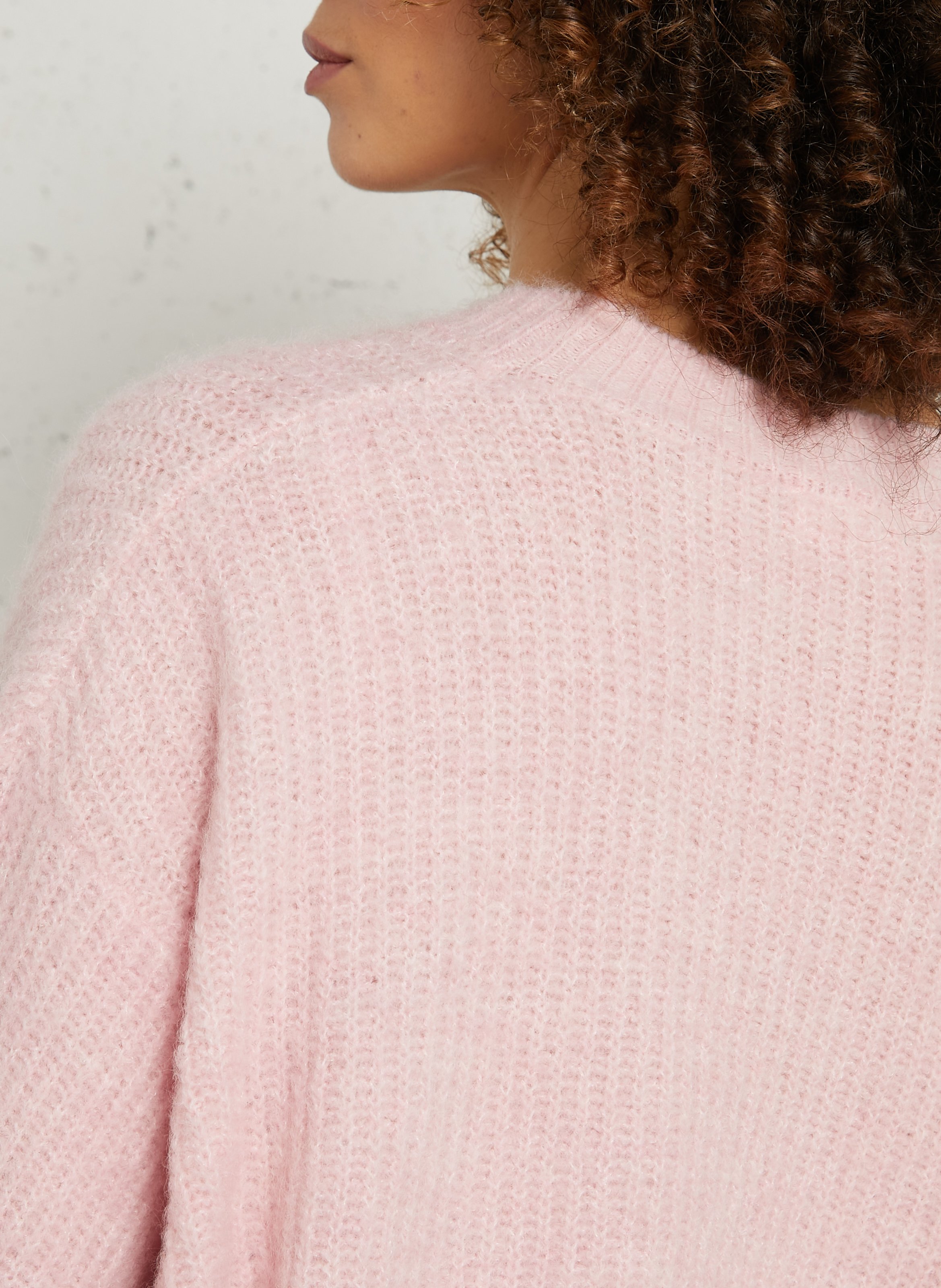 Gilet ample col v en maille mélangée east AMERICAN VINTAGE Rose