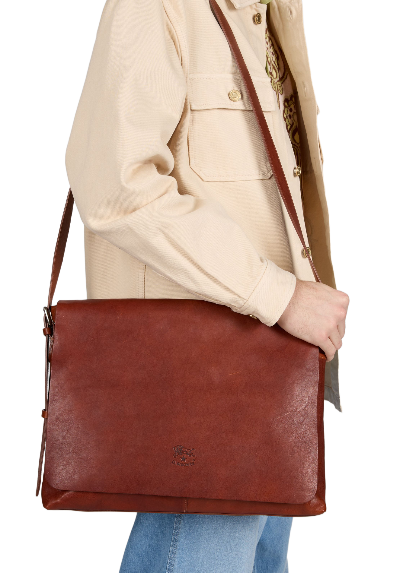 Brolio leather messenger bag IL BISONTE Brown