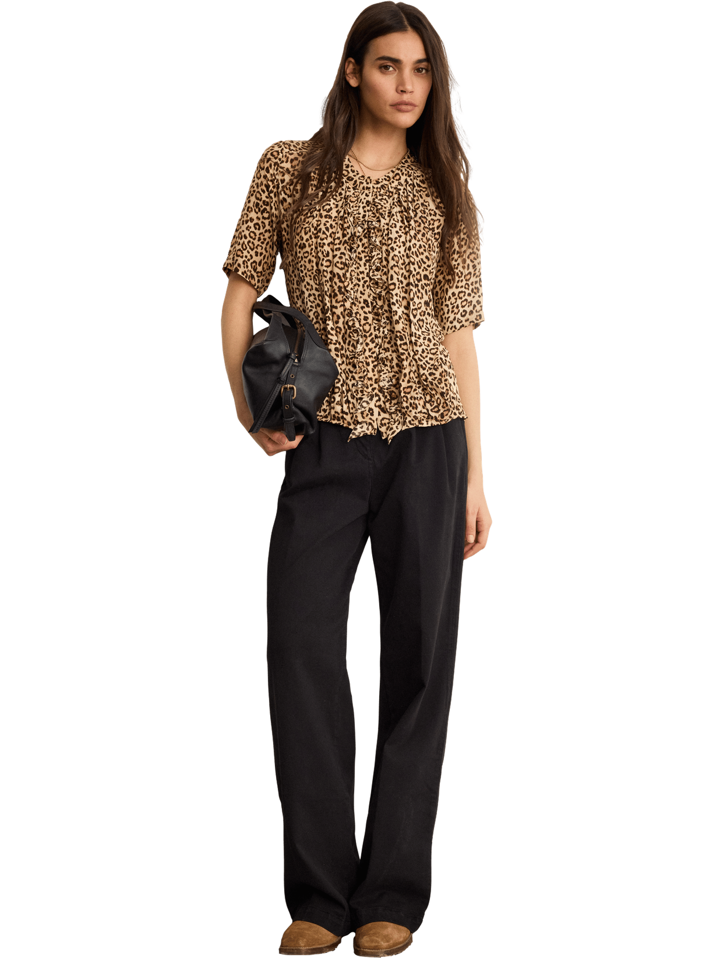 Chemise léopard à volants - catia PABLO Rose