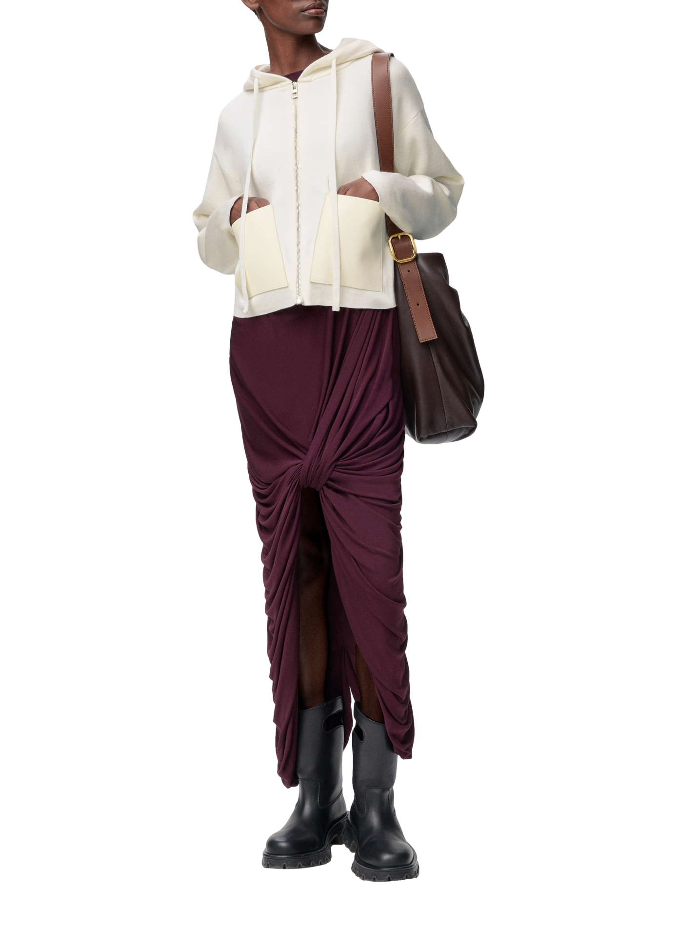 Zip-up wool hooded sweatshirt LOEWE White