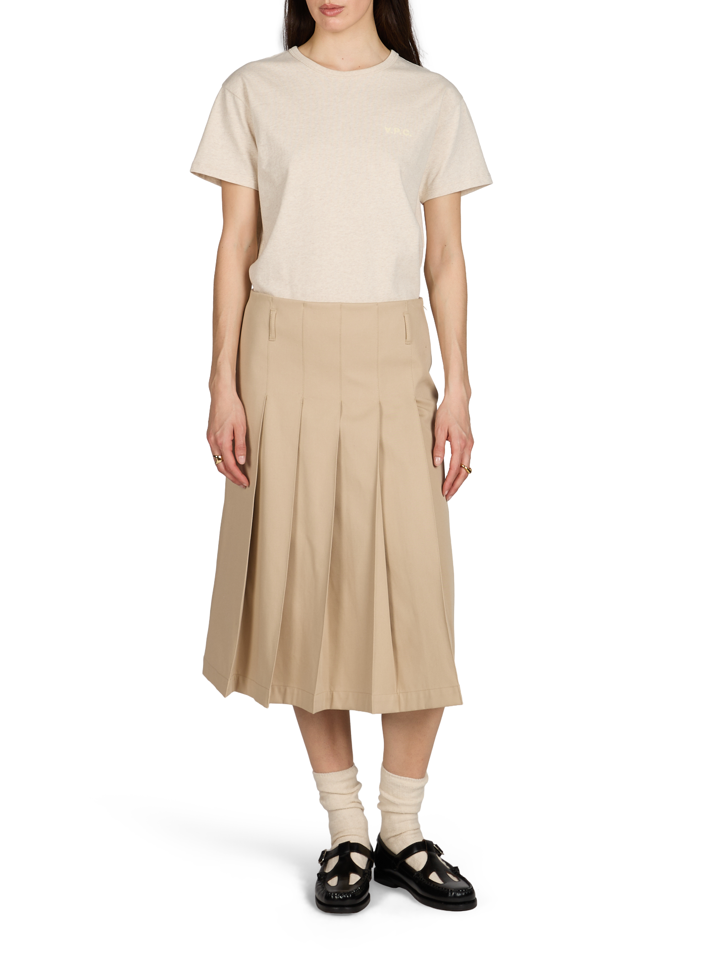 Pleated midi skirt A.P.C. Beige