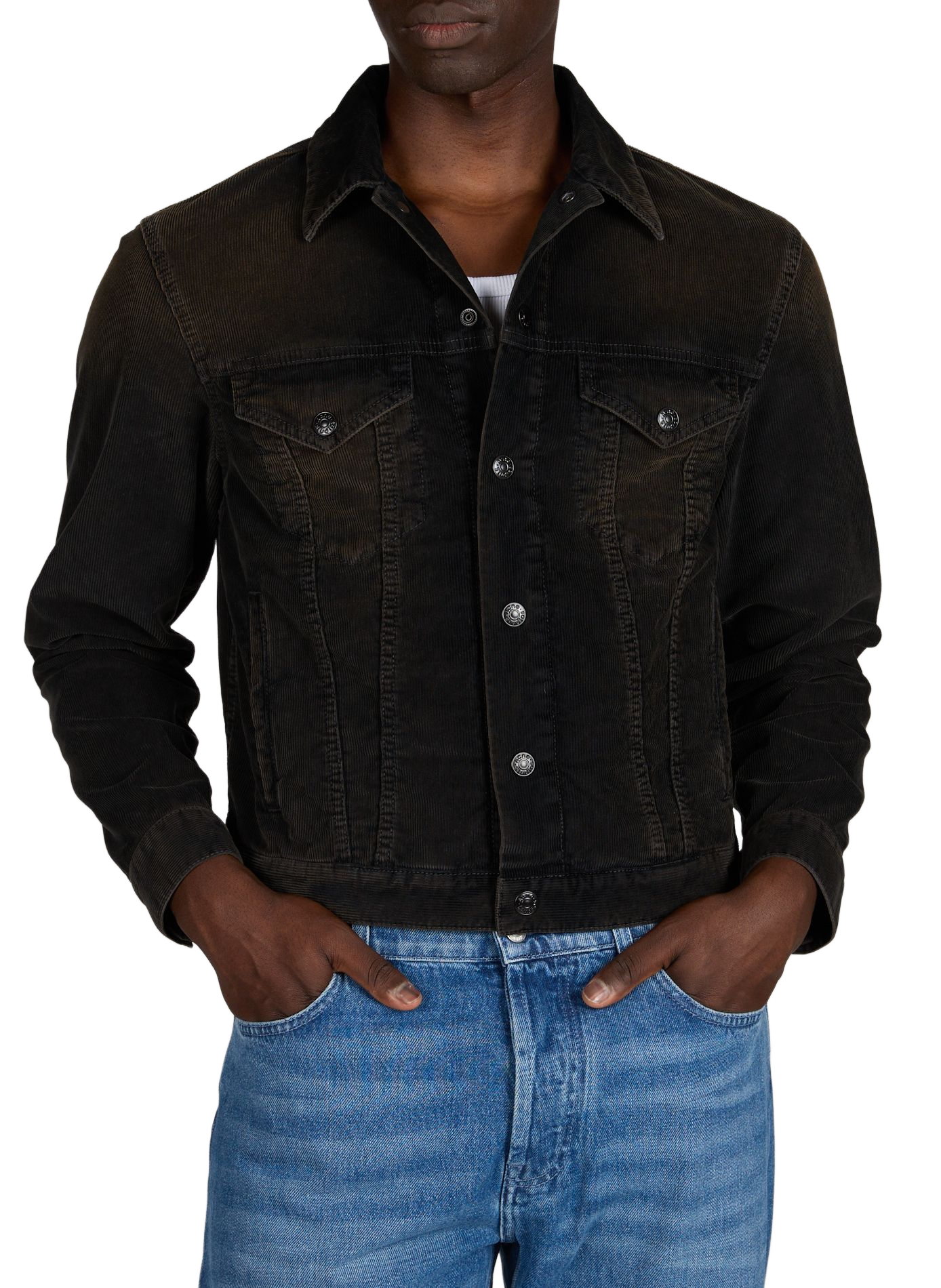 Corduroy cotton jacket ACNE STUDIOS Black