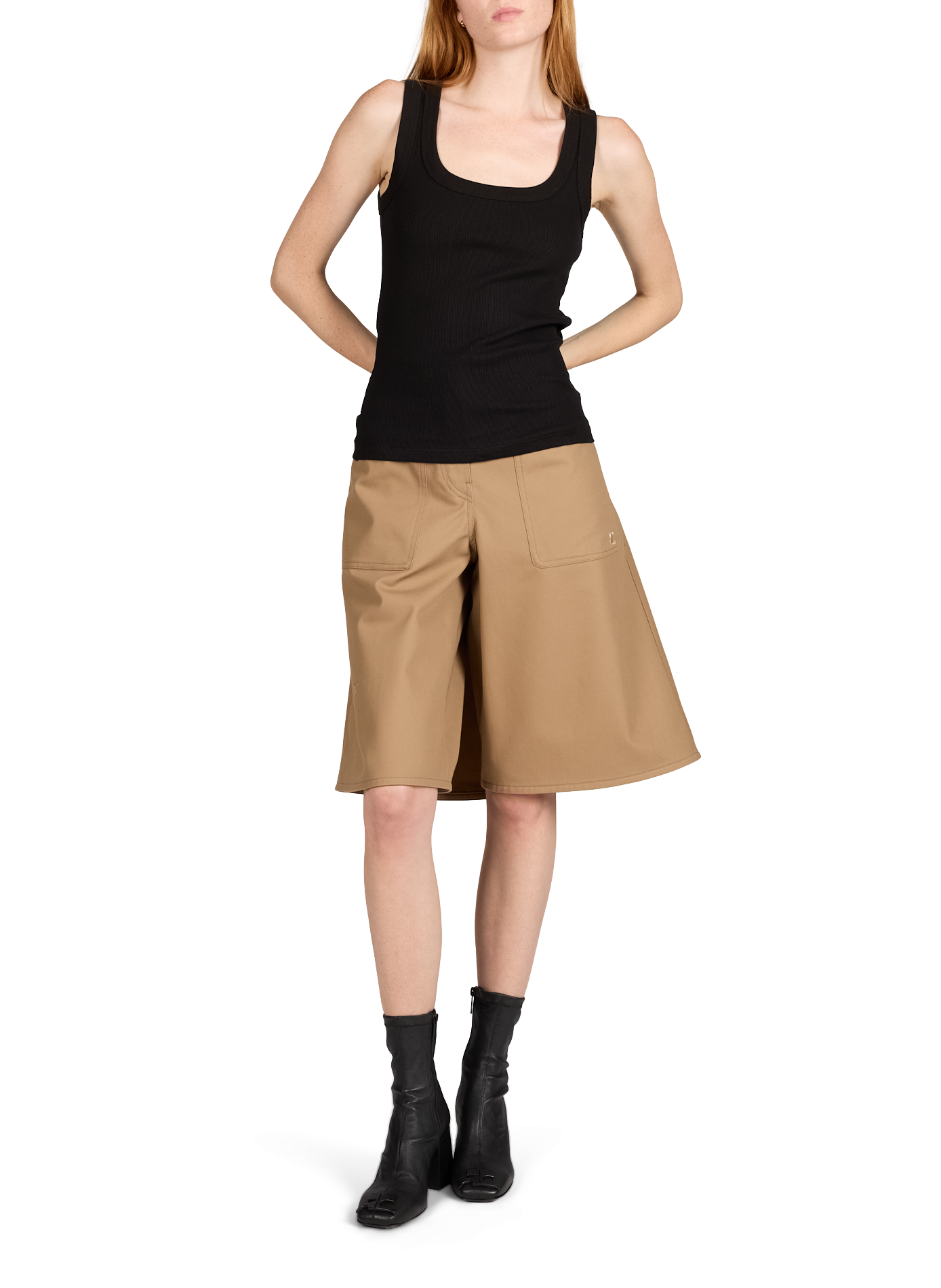 Geripptes Tanktop aus Baumwollmischung TOPSHOP Schwarz
