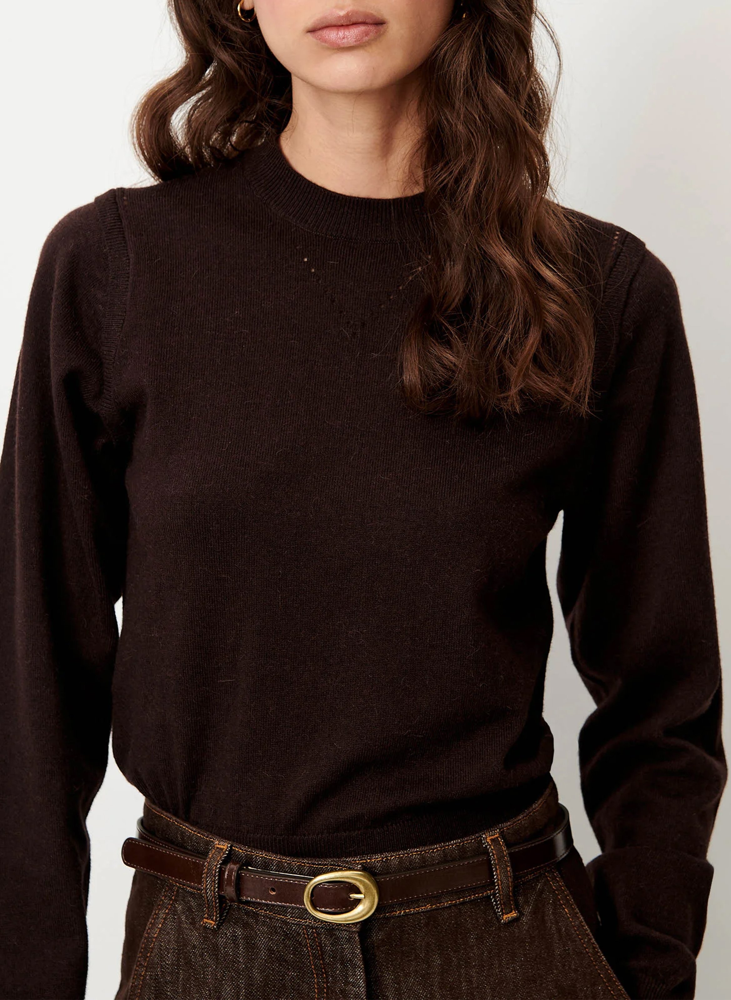 Ceinture fine en cuir mini luan SESSUN Marron