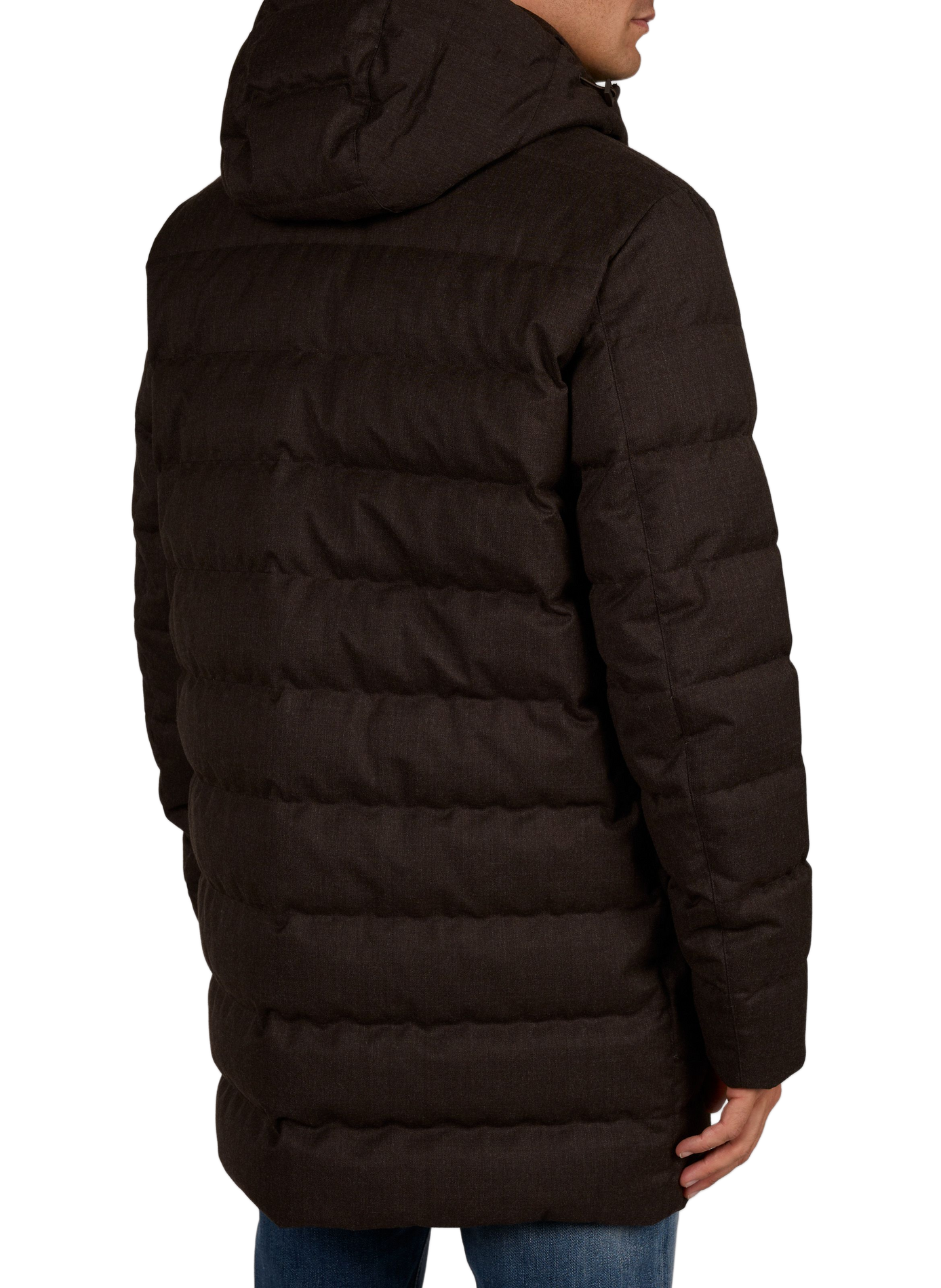 Long quilted hooded puffer jacket HERNO Brown
