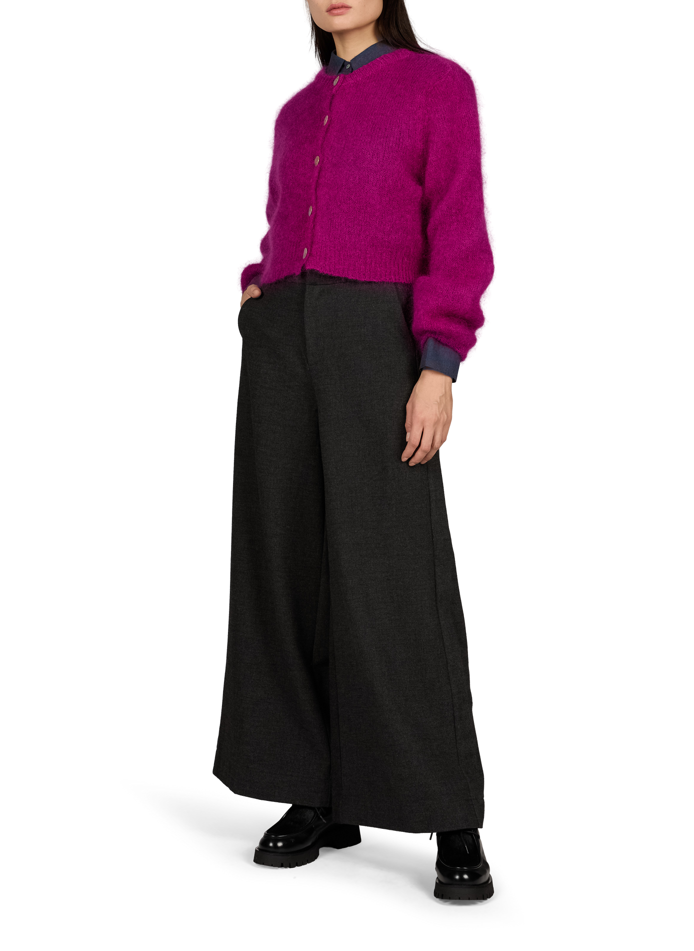 Weites Strickweste aus gemischtem Mohair LAURE+MAX Rosa