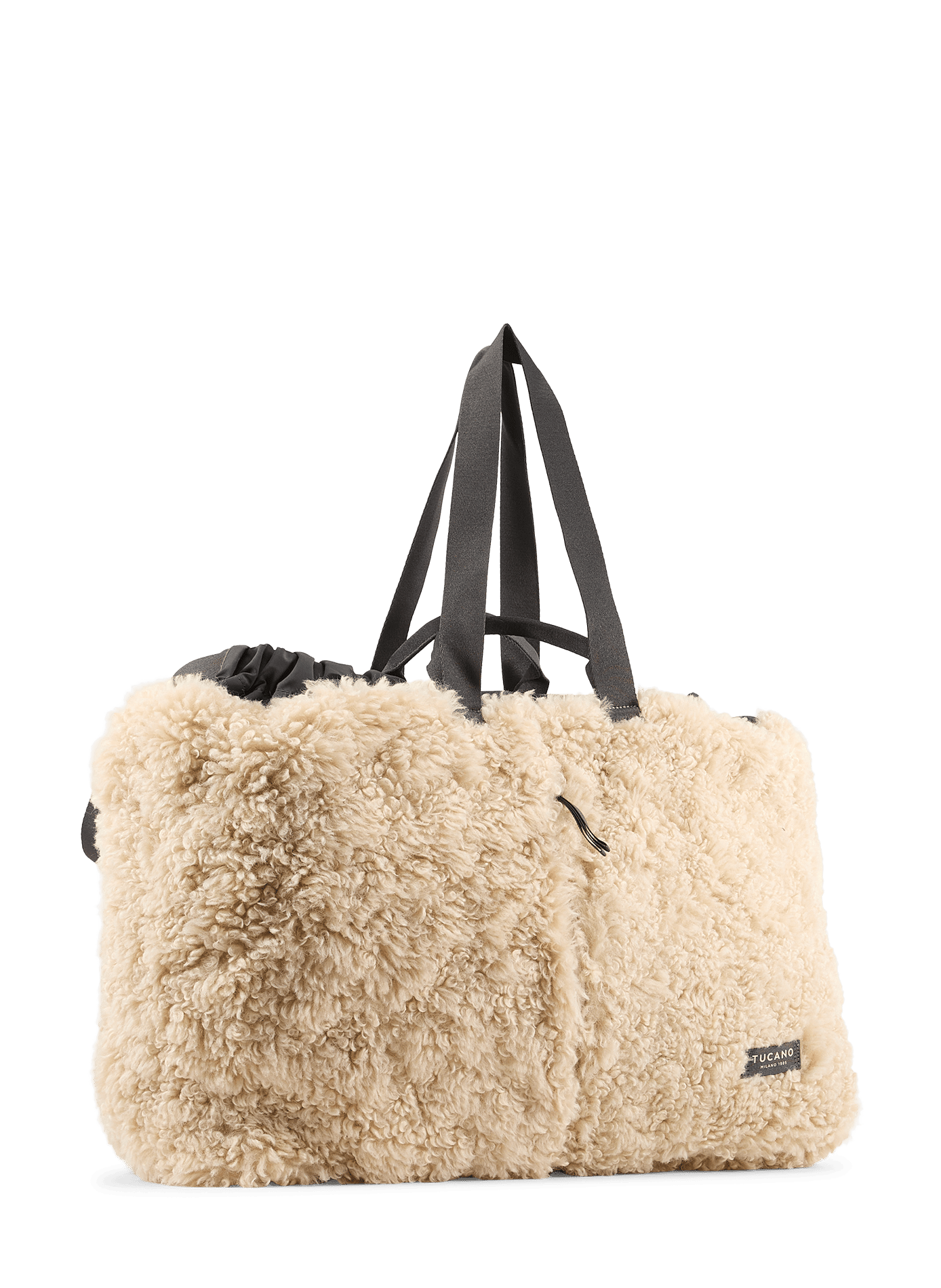 Weekendtas van schapenvachteffectbont TUCANO Beige