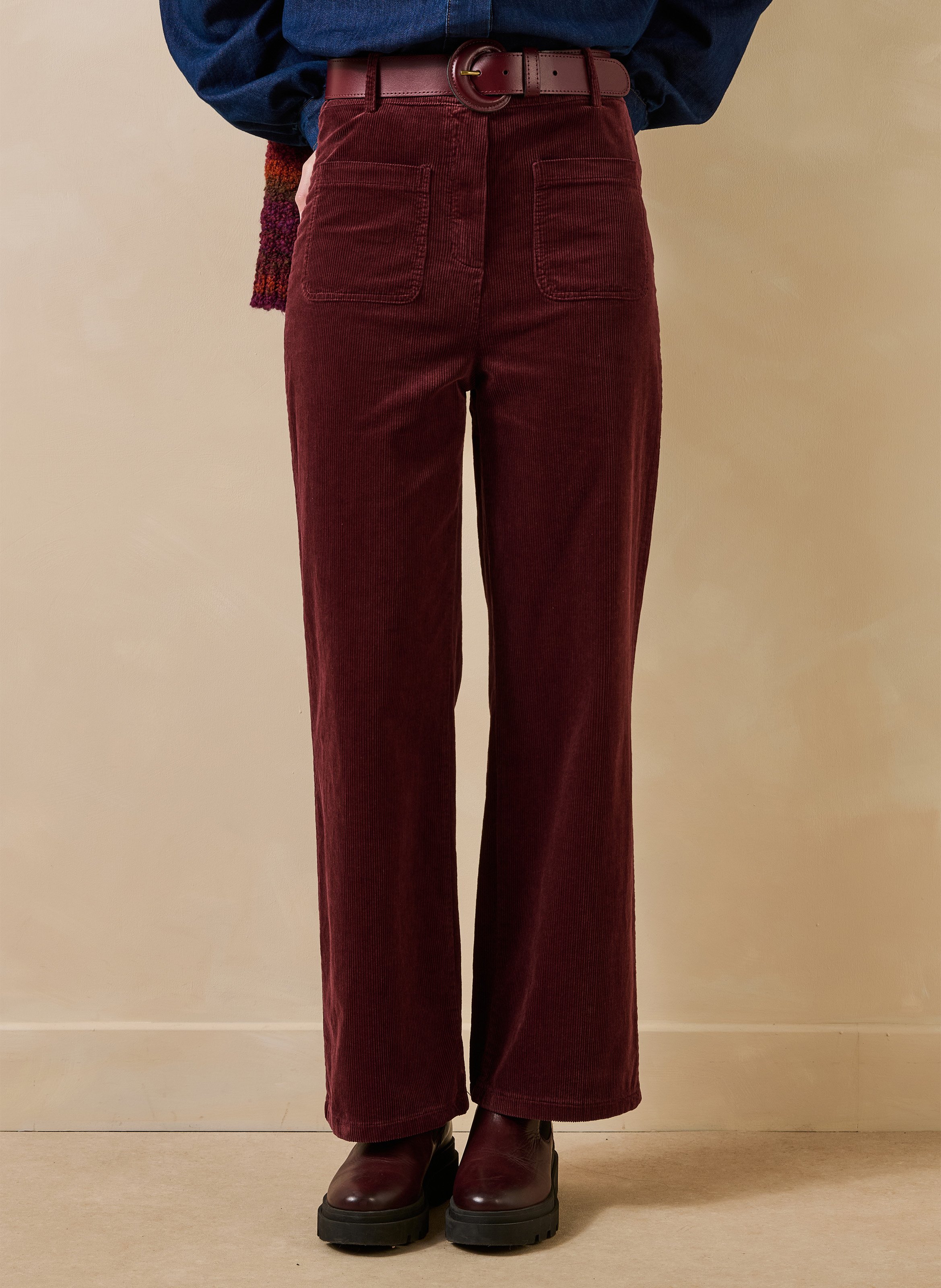 Wide-leg broek met hoge taille van katoenmix LA FEE MARABOUTEE Rood