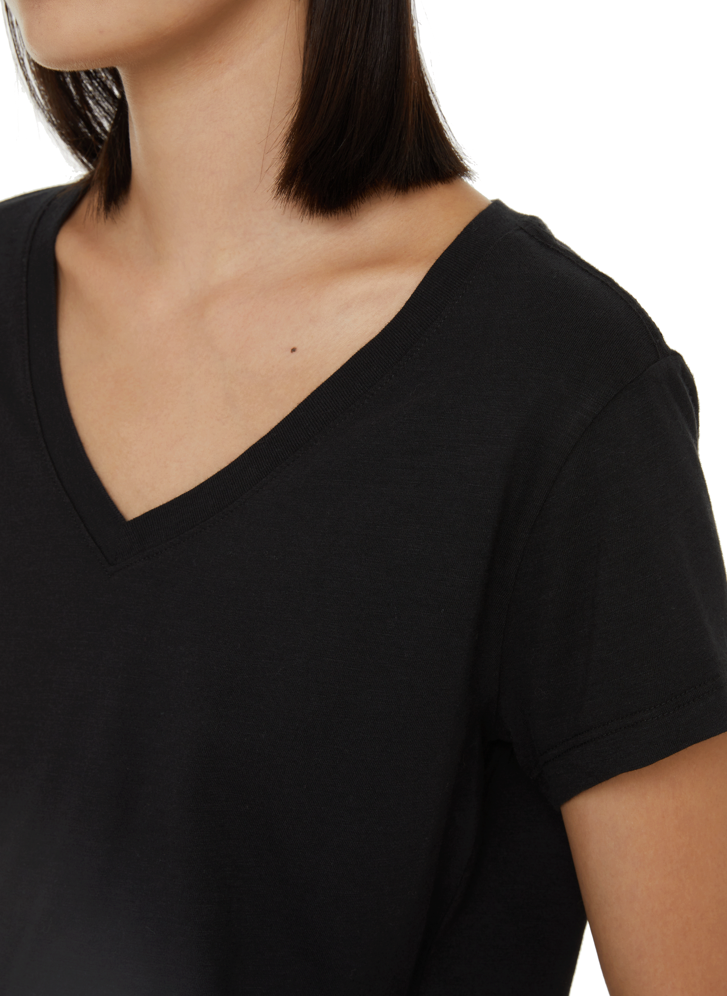 T-shirt col V en coton DOCKERS Noir