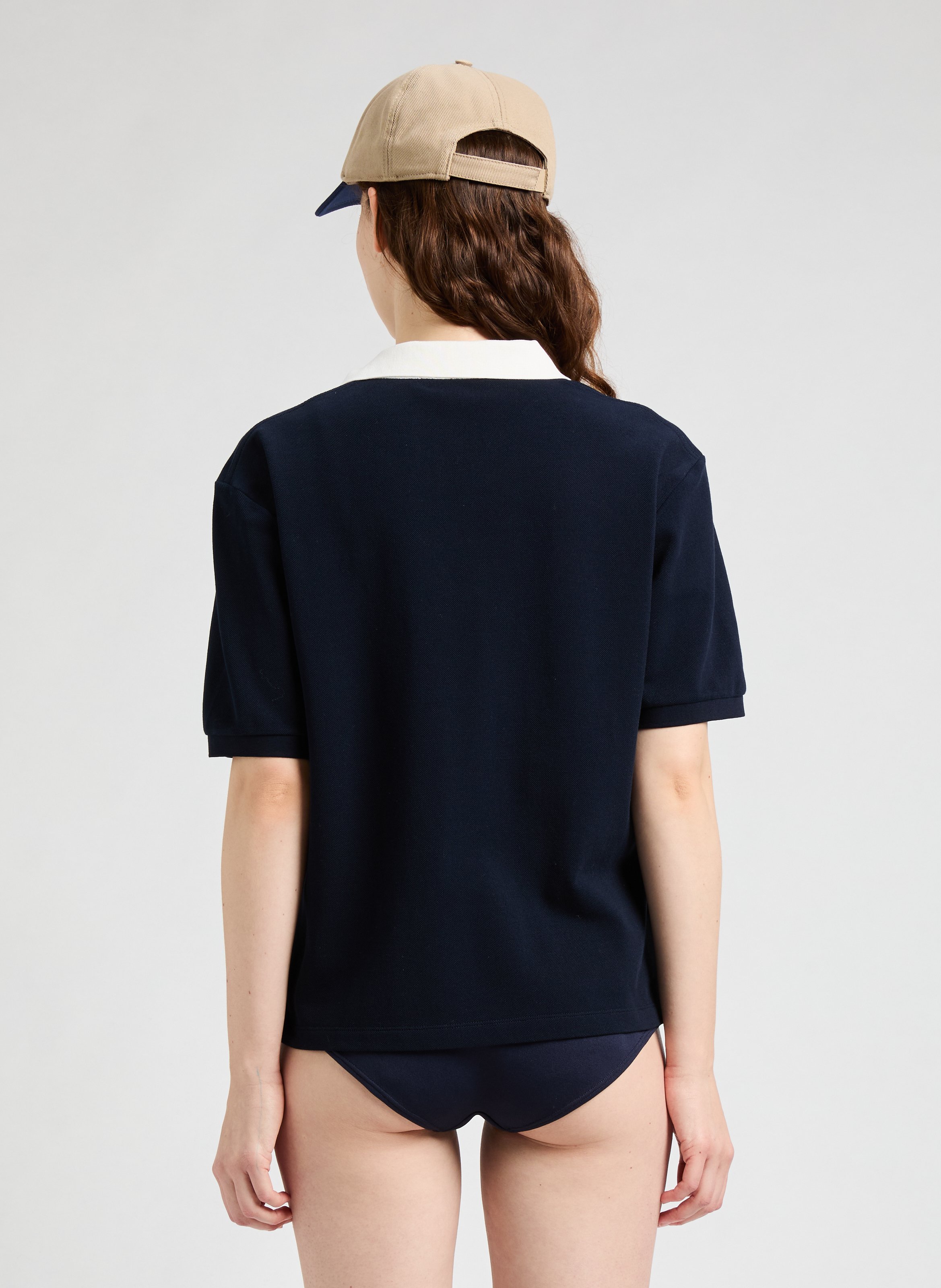 Polo en piqué de coton MIU MIU Bleu