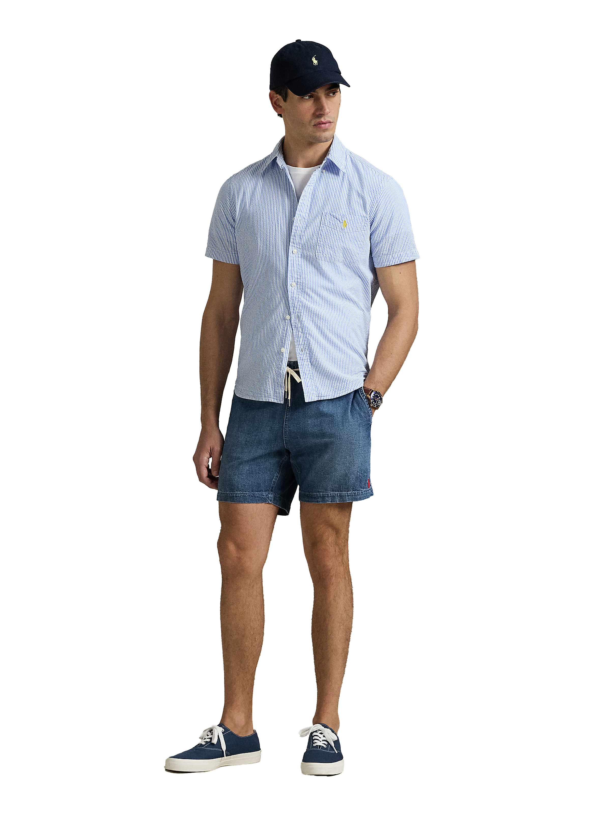 Striped cotton shirt Blue