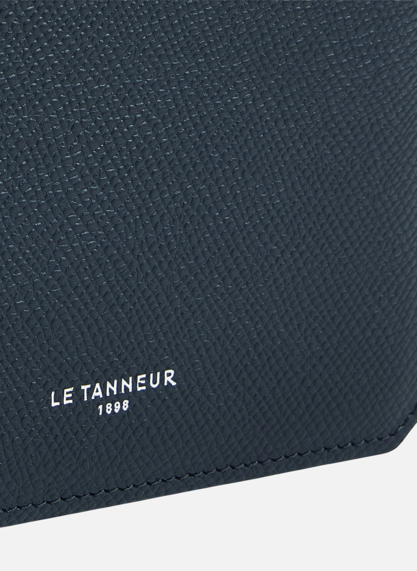 Portefeuille horizontal 2 volets gaston en cuir grain croisé Bleu