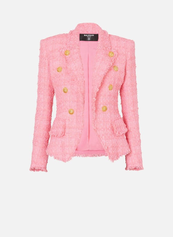 Veste 8 boutons en tweed Rose by BALMAIN BALMAIN Veste 8 boutons en tweed Rose