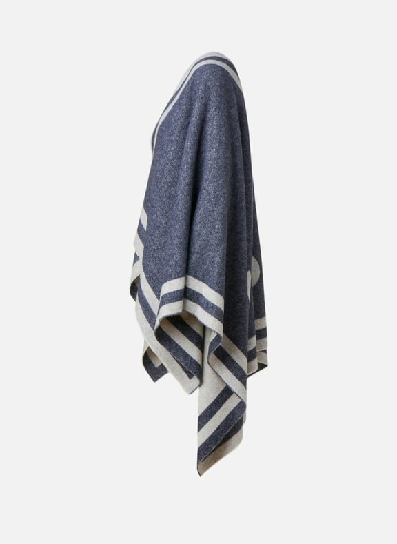 Poncho jacquard poncho col rond coupe ample Bleu by FUSALP FUSALP Poncho jacquard poncho col rond coupe ample Bleu