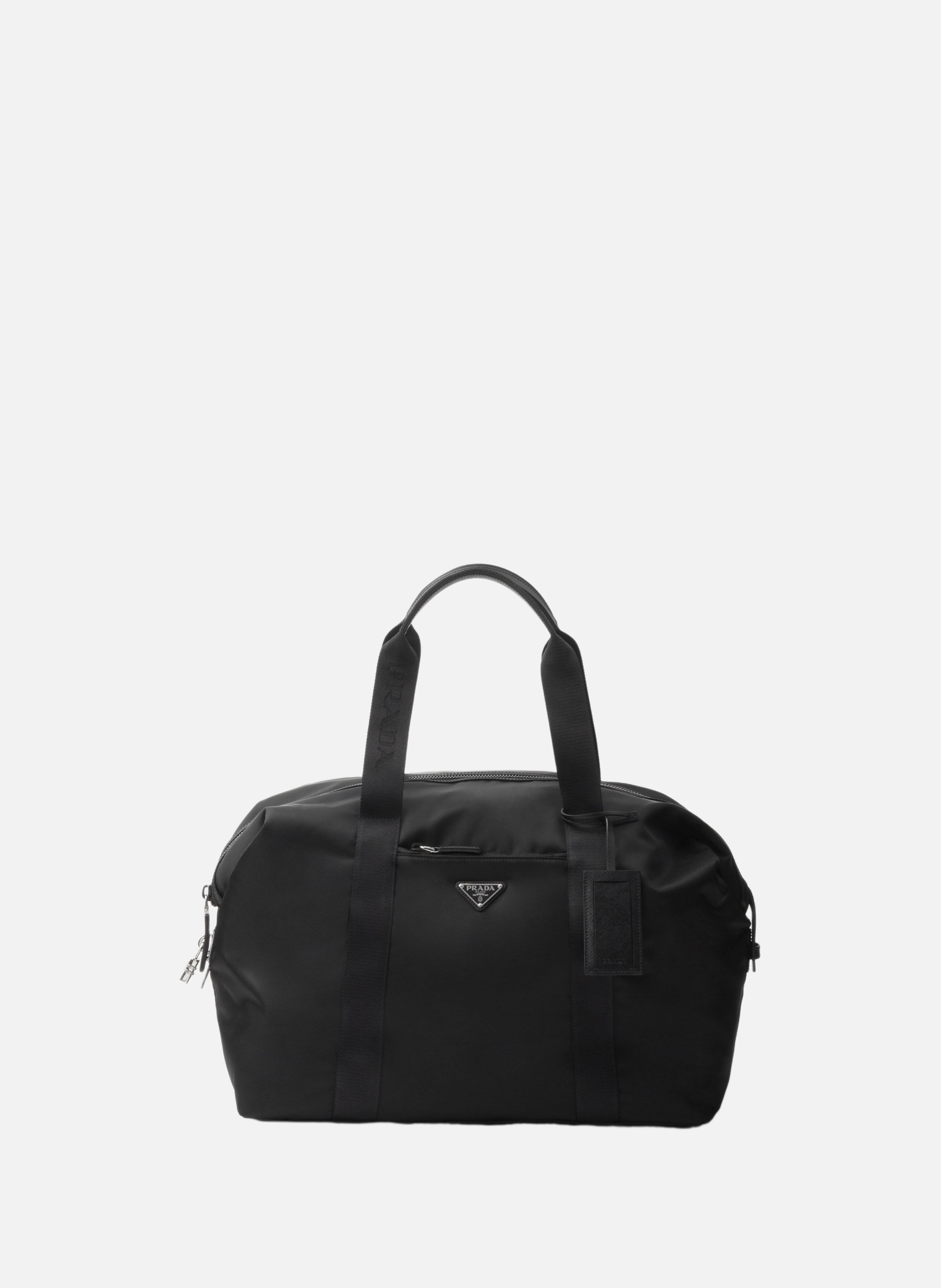 Sac de sport en re-nylon et cuir saffiano PRADA Noir