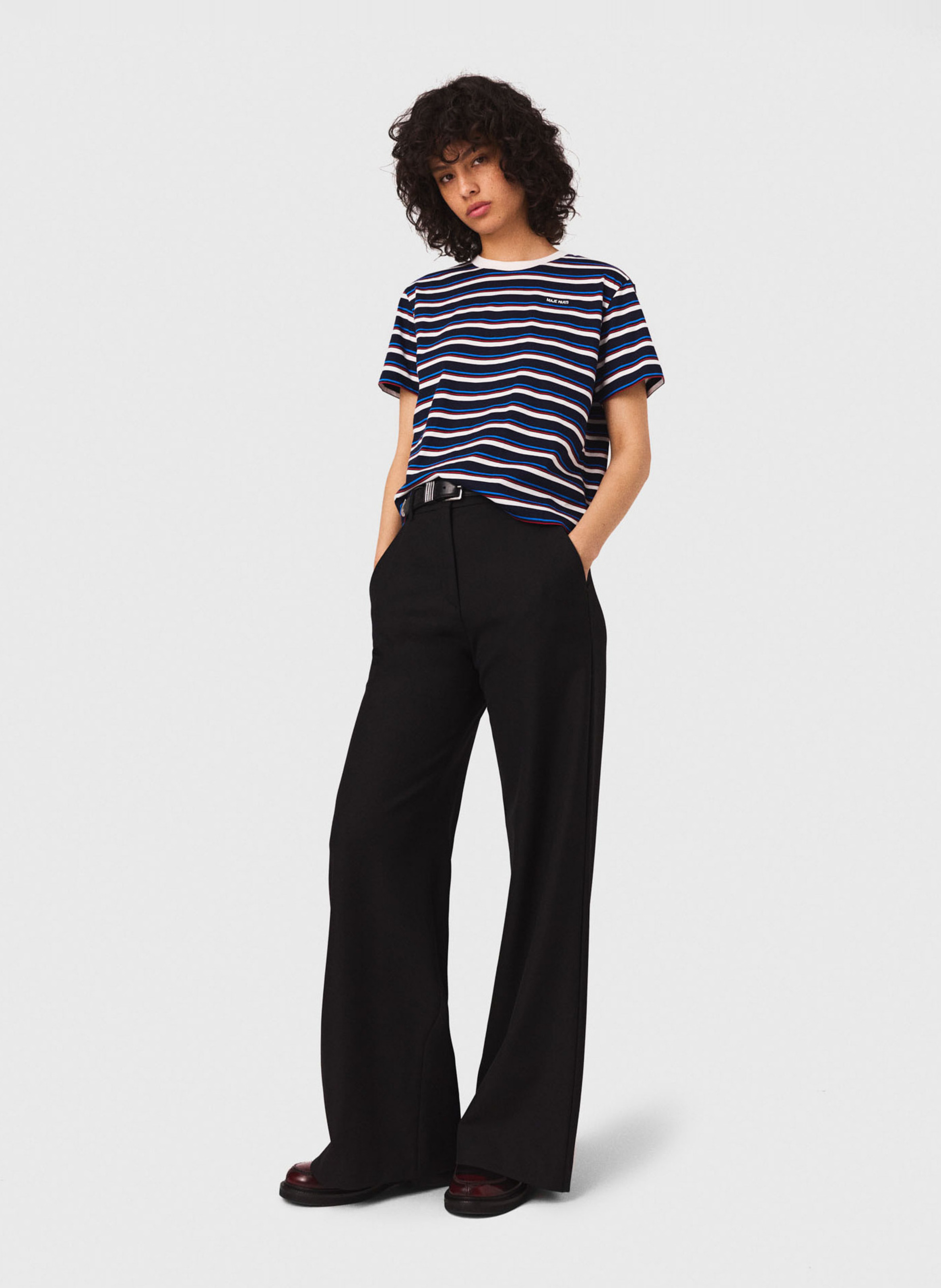 Pantalon de tailleur large MAJE Bleu