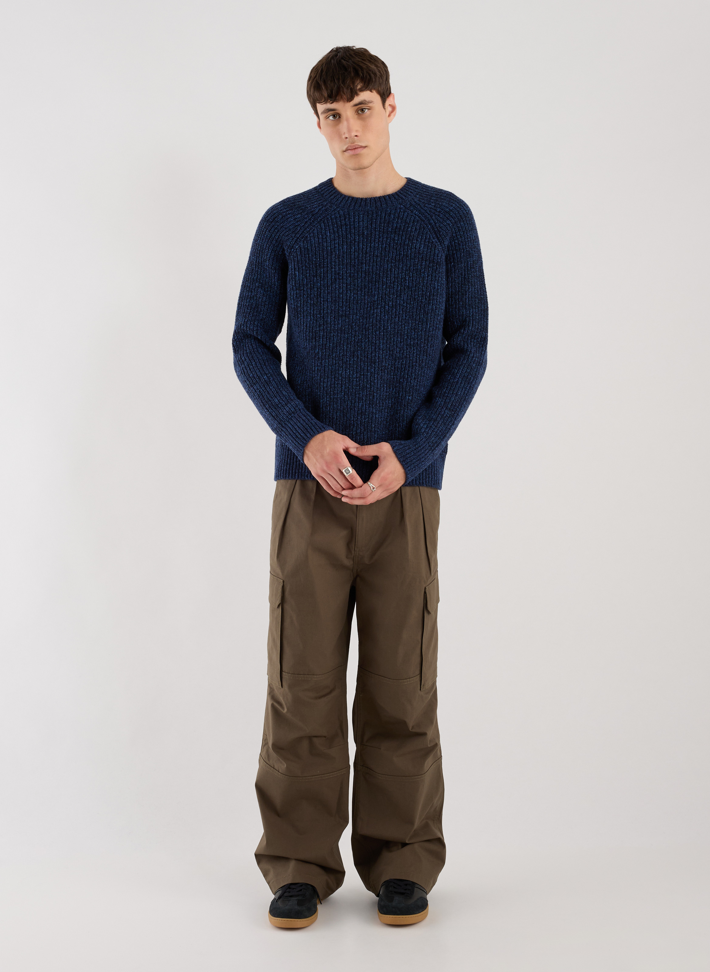 Round neck wool blend sweater SAISON 1865 Blue