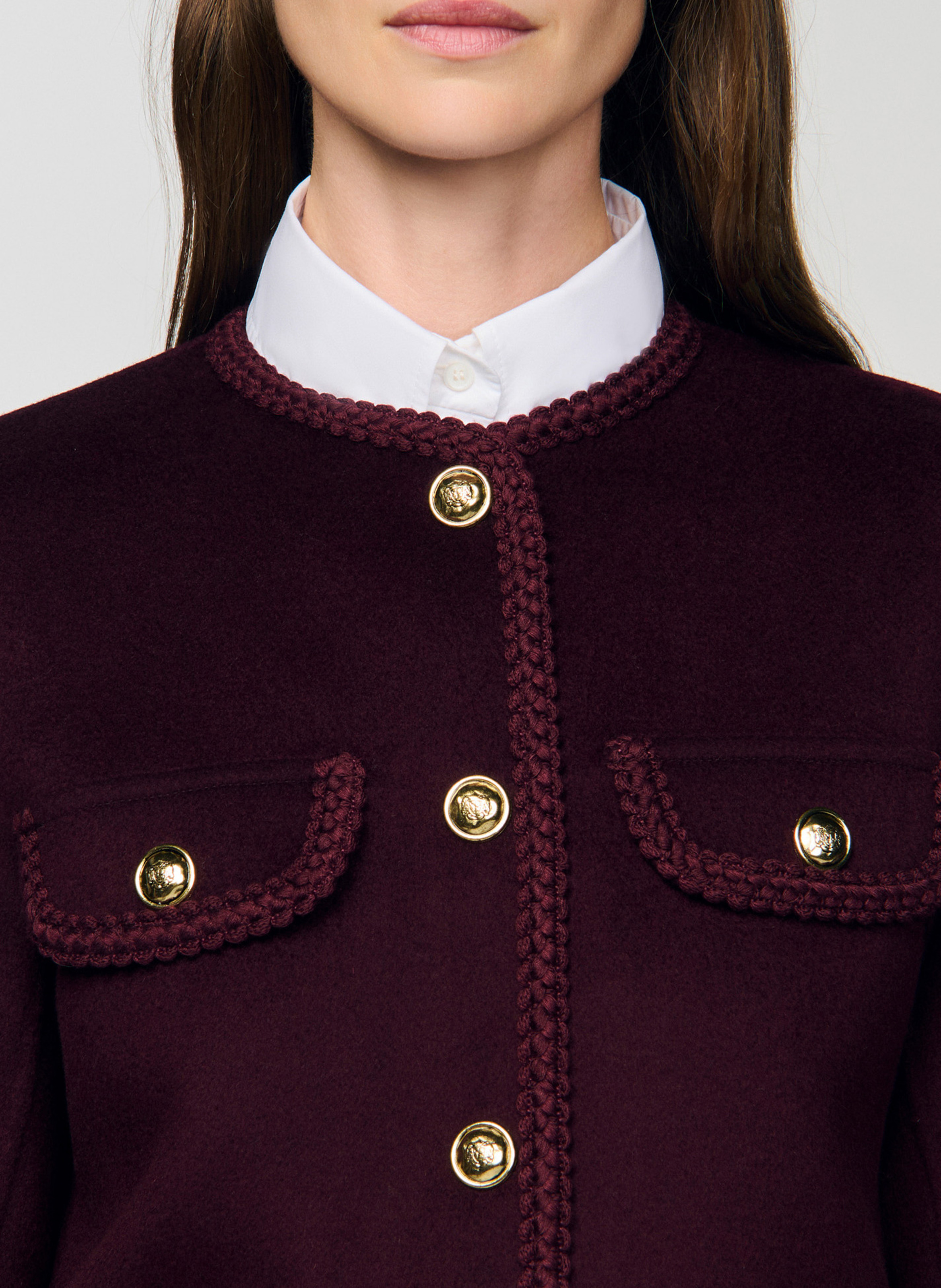 Manteau droit en laine mélangée SANDRO Rouge