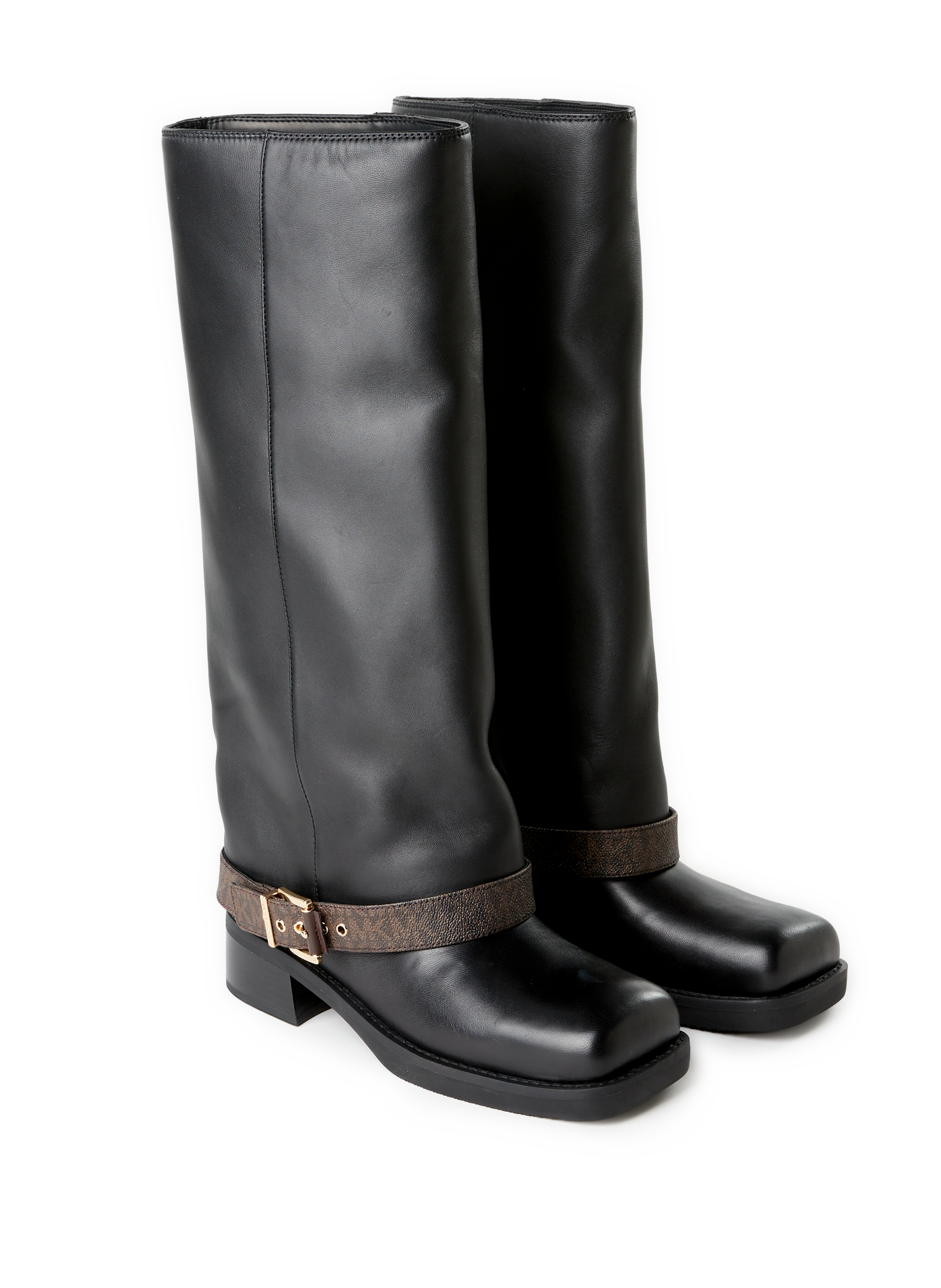 Colby Signature Logo Leather Boots MICHAEL KORS Black