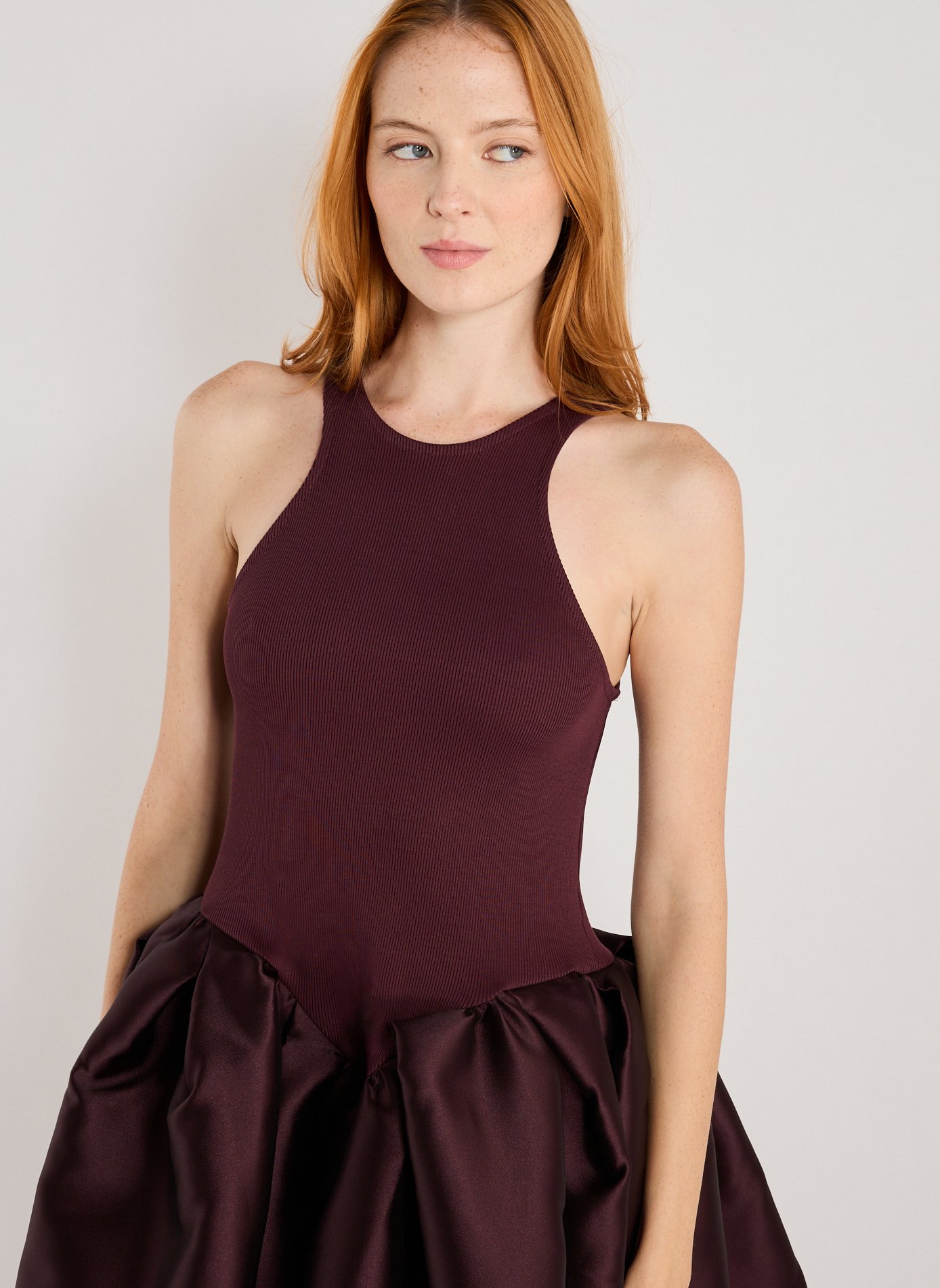 Puffy midi dress in blended cotton MARQUES ALMEIDA Red