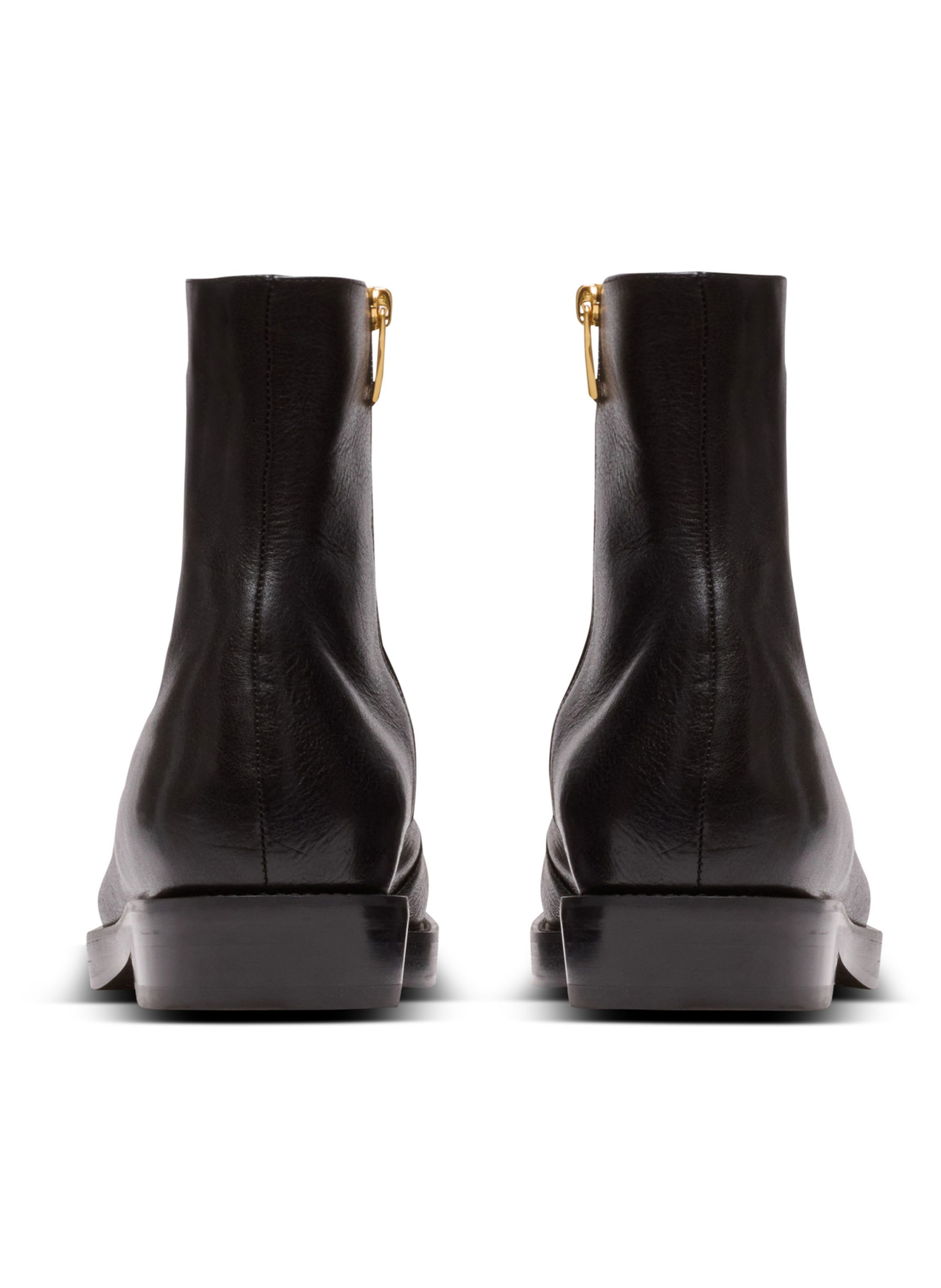 Boots bouts carrés en cuir texturé BALMAIN Noir