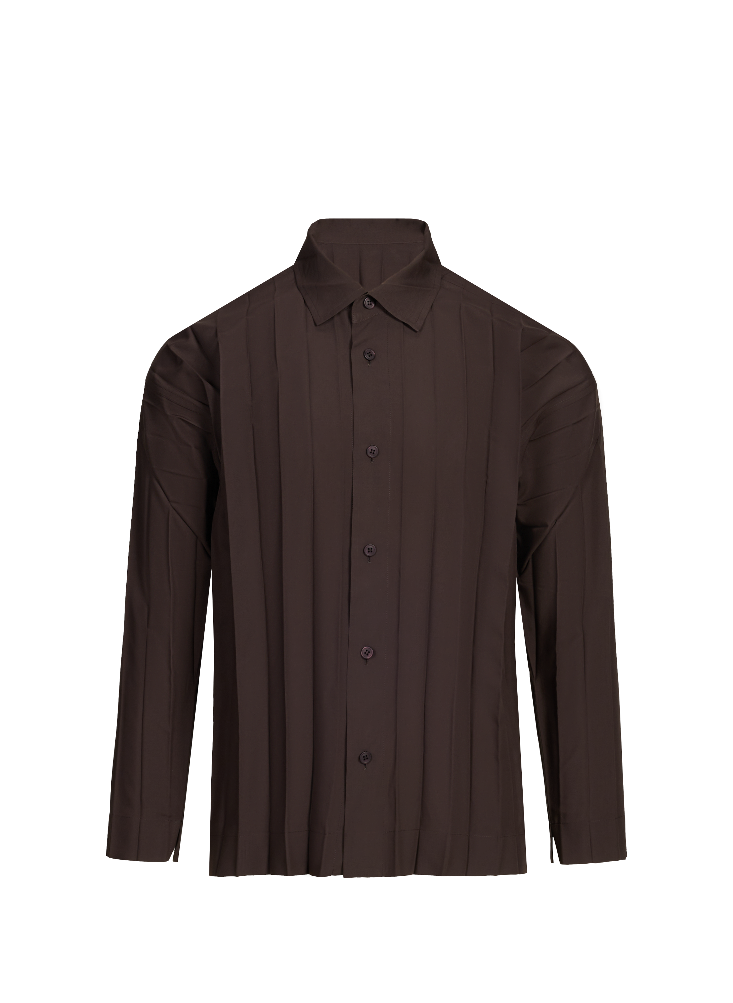 HOMME PLISSE ISSEY MIYAKE Straight pleated shirt with long sleeves Brown