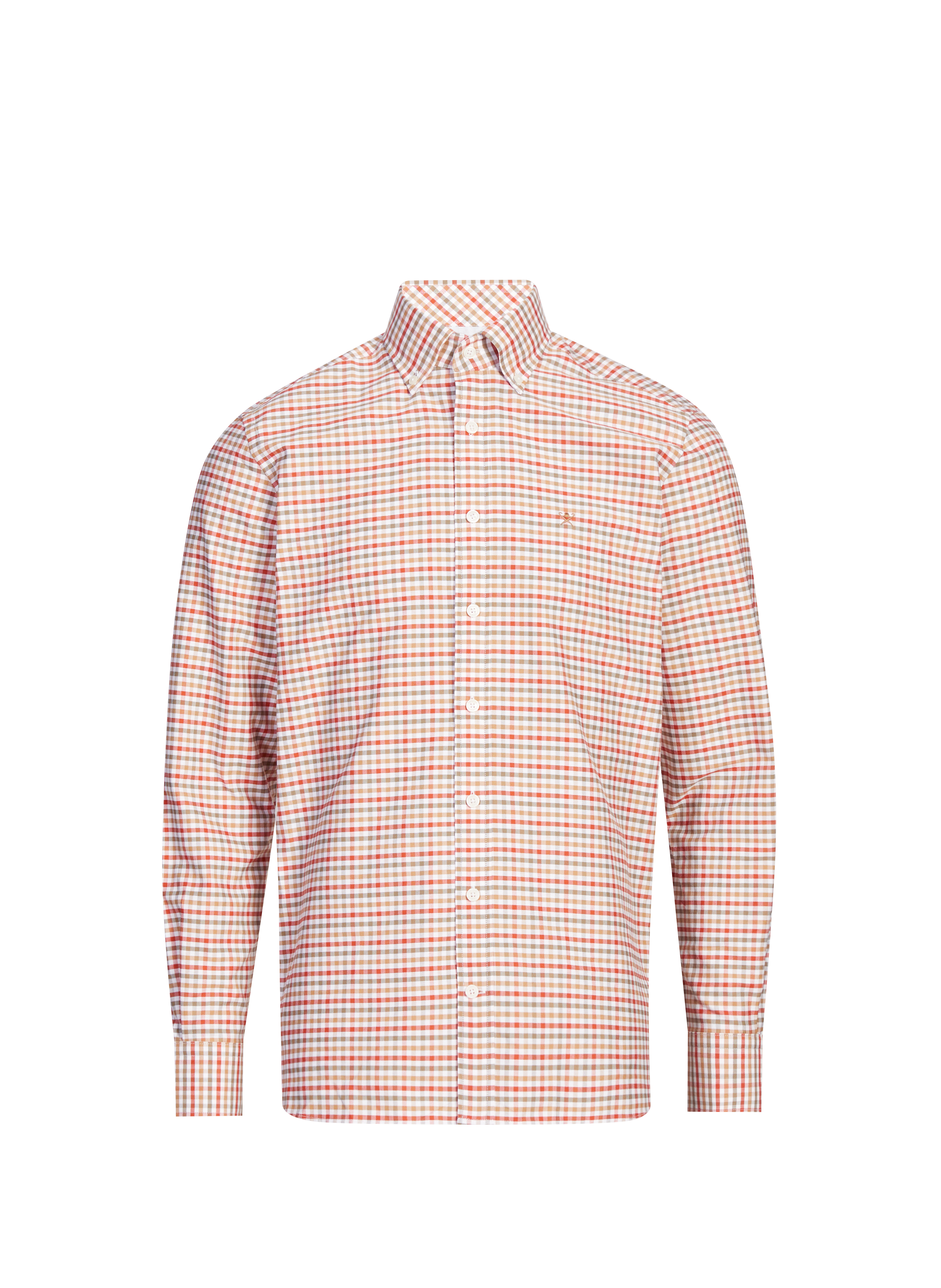 Checked cotton American collar shirt HACKETT Green