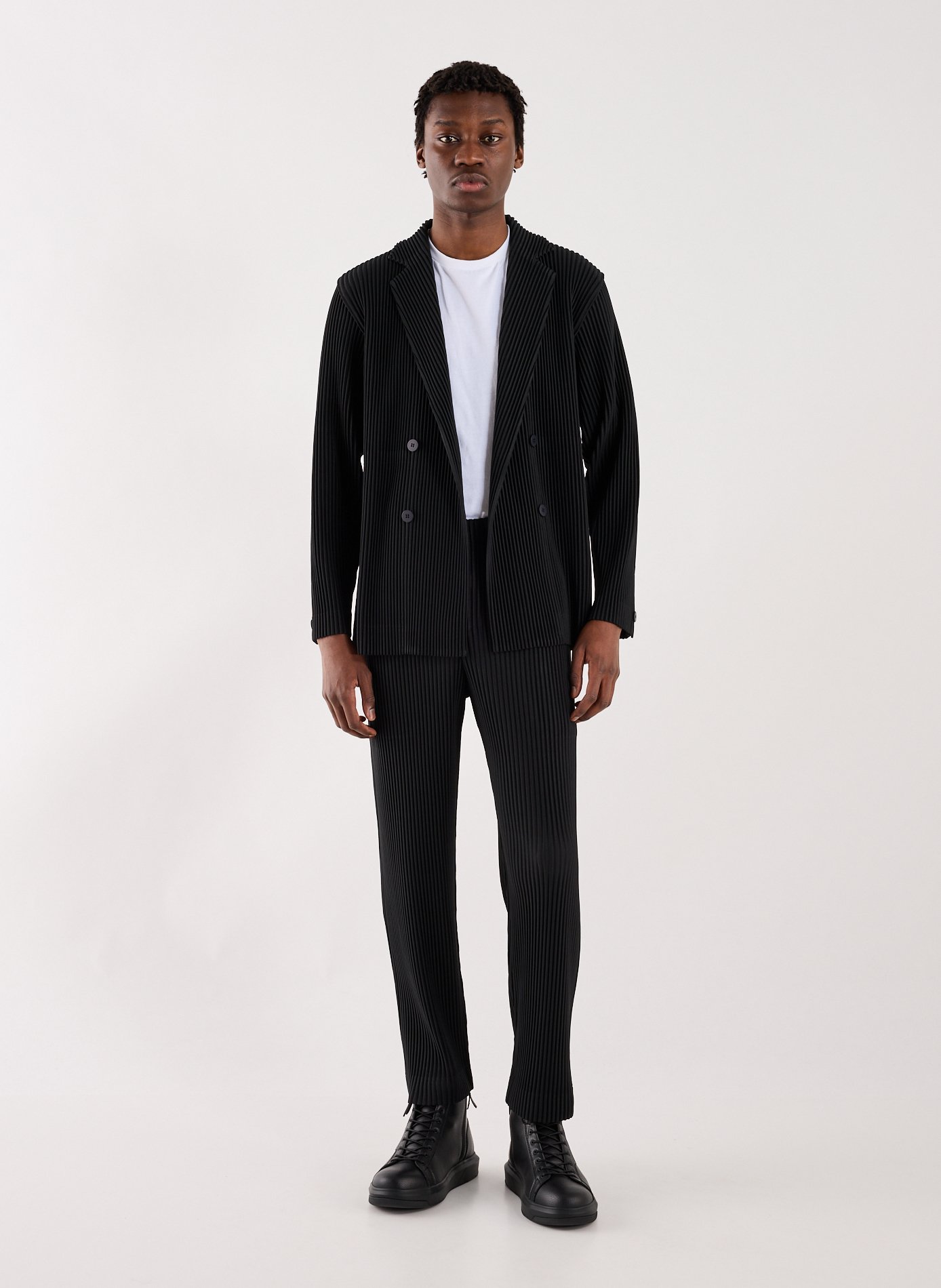 Pleated straight pants HOMME PLISSE ISSEY MIYAKE Black