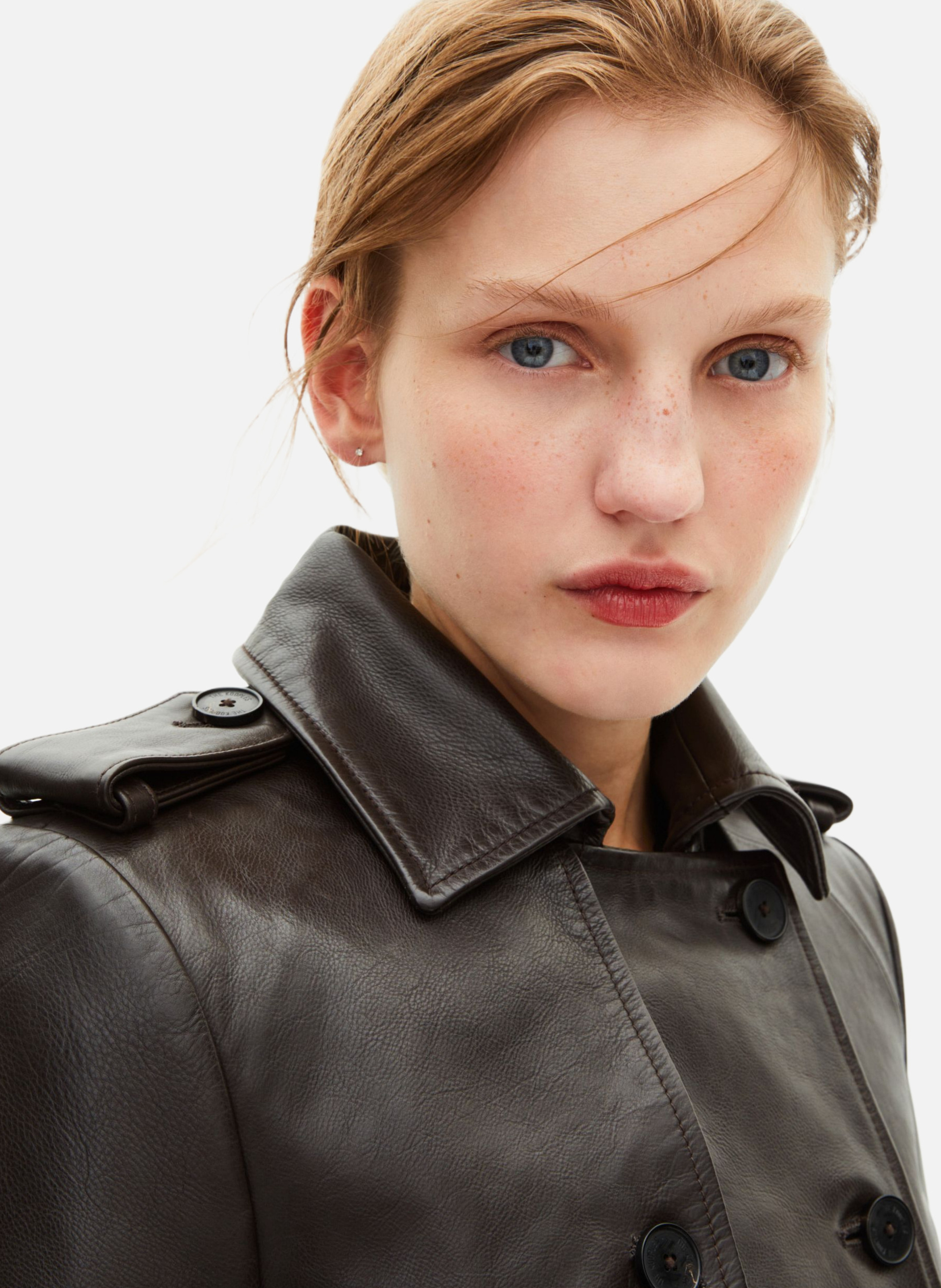 Trench long en cuir THE KOOPLES Marron