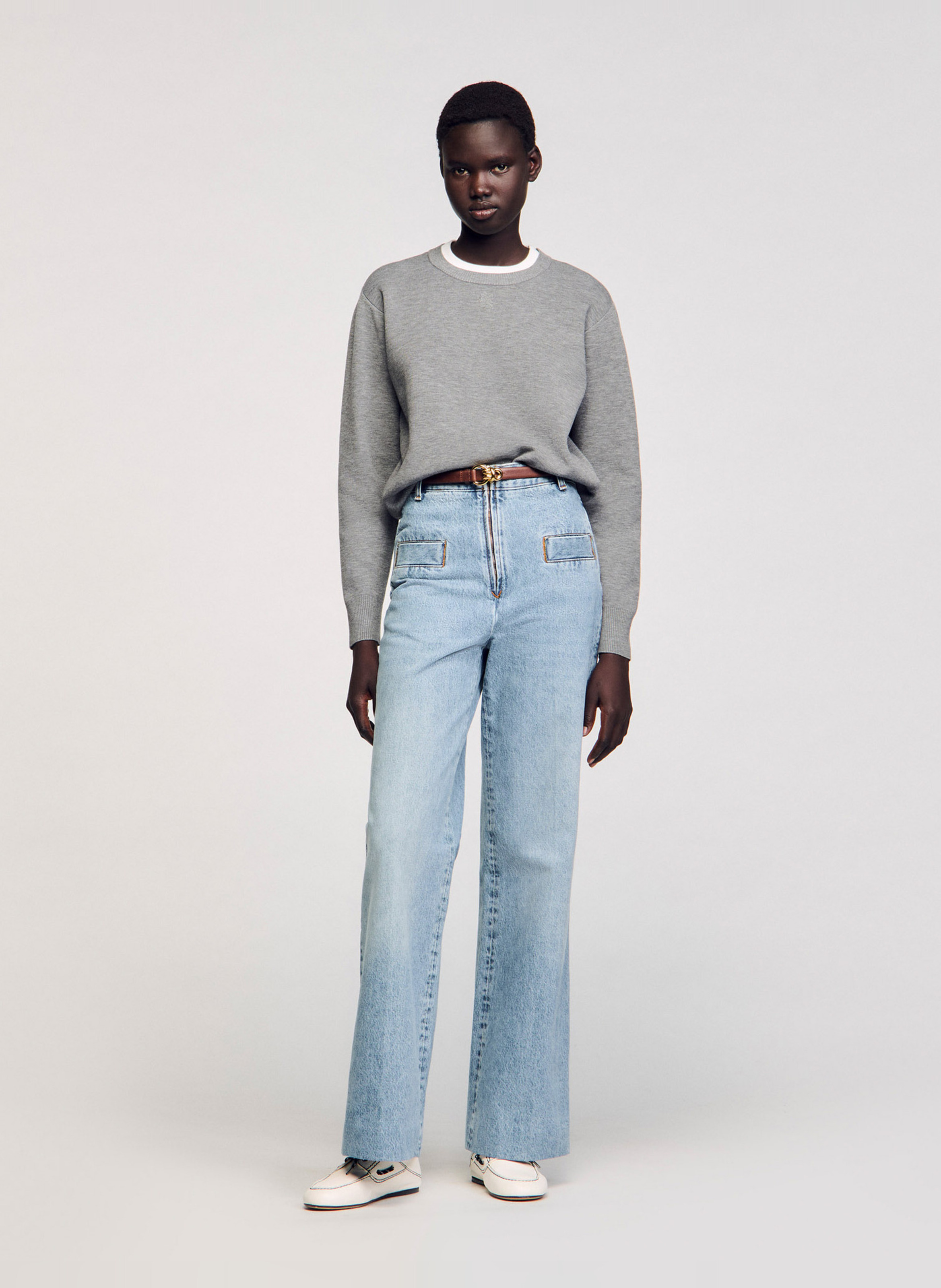 Sweat col rond SANDRO Gris