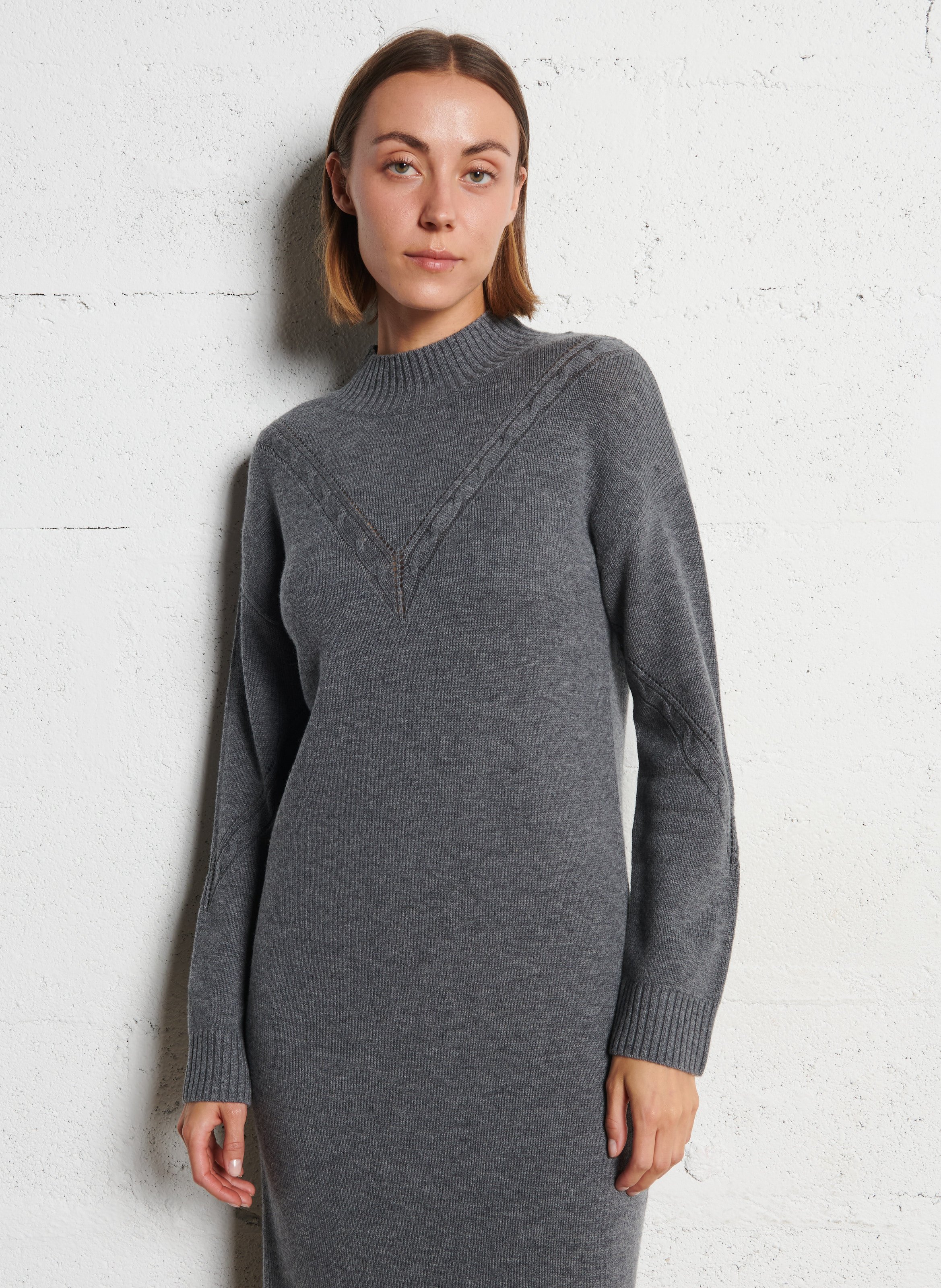 Robe midi en laine mélangée IKKS Gris