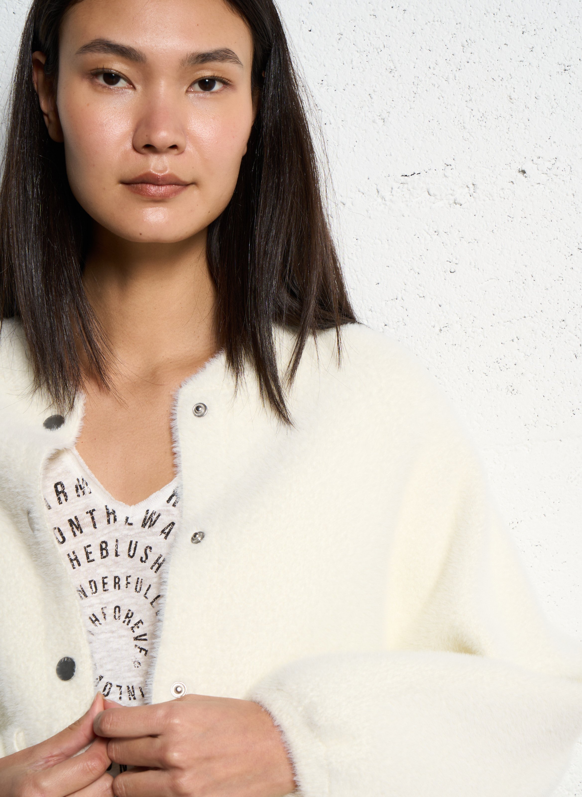 Cardigan col rond IKKS Blanc