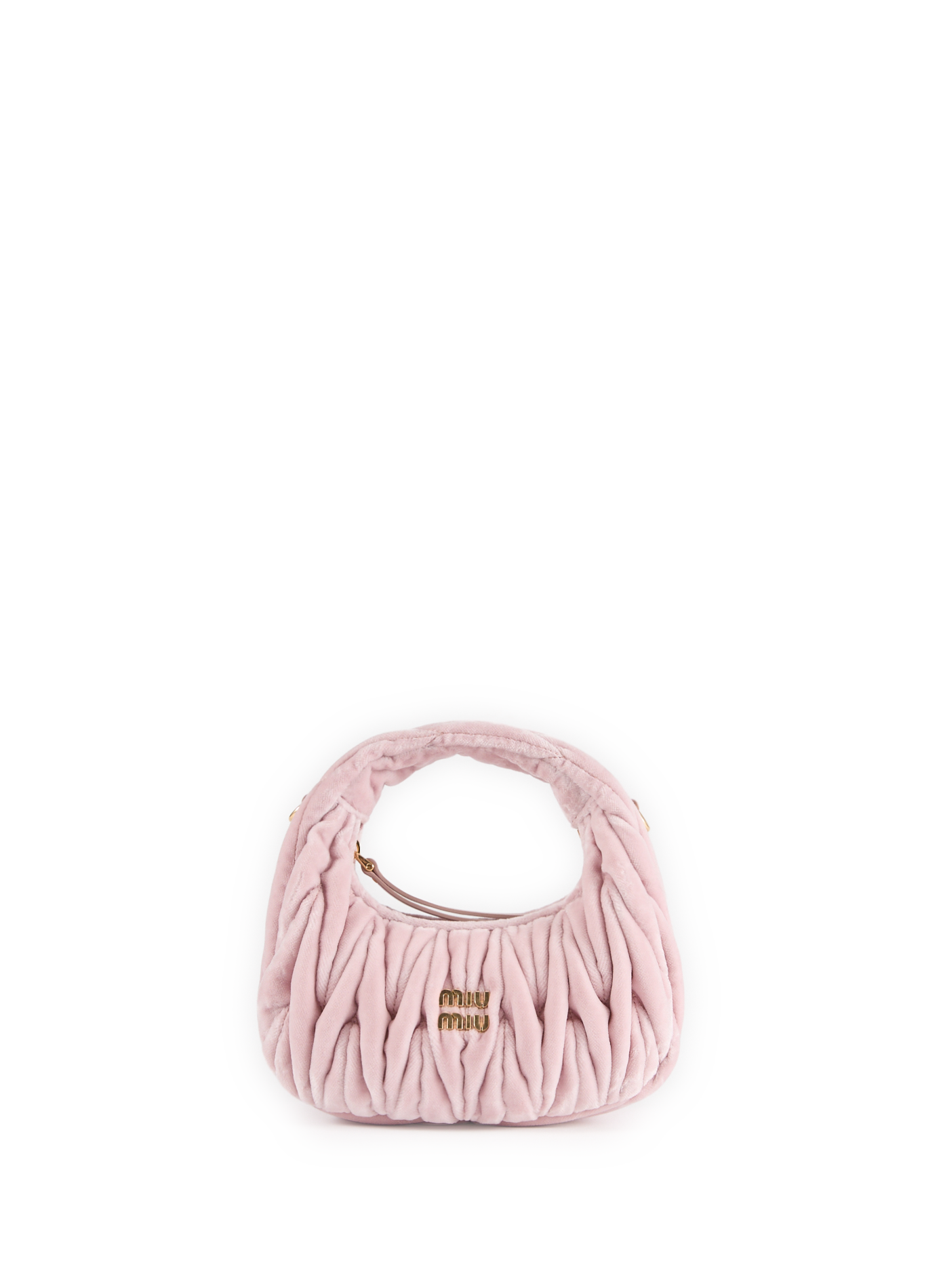 MIU MIU Sac à main velours en coton et cuir Rose