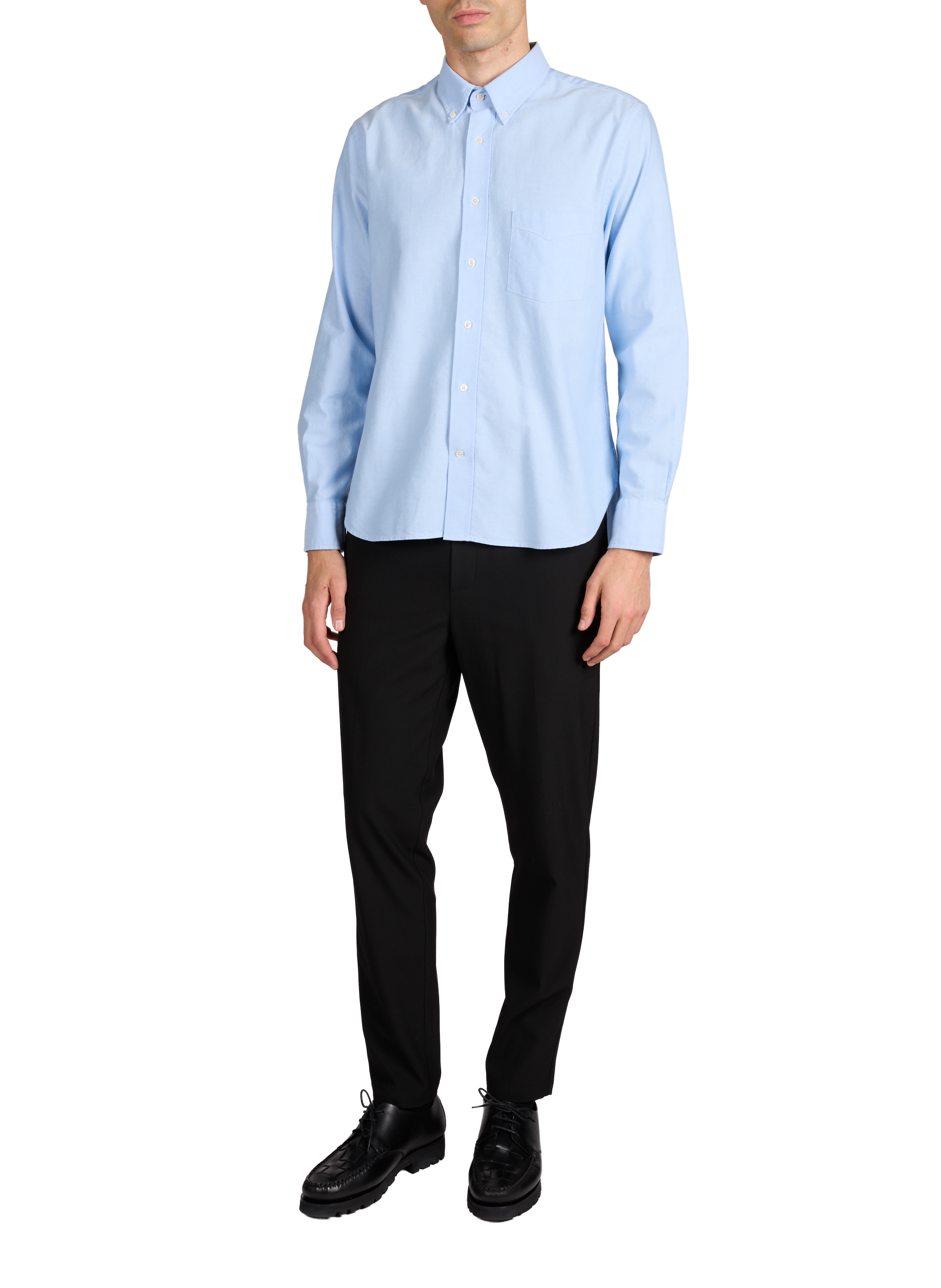 Chemise unie à col américain en coton OFFICINE GENERALE Bleu