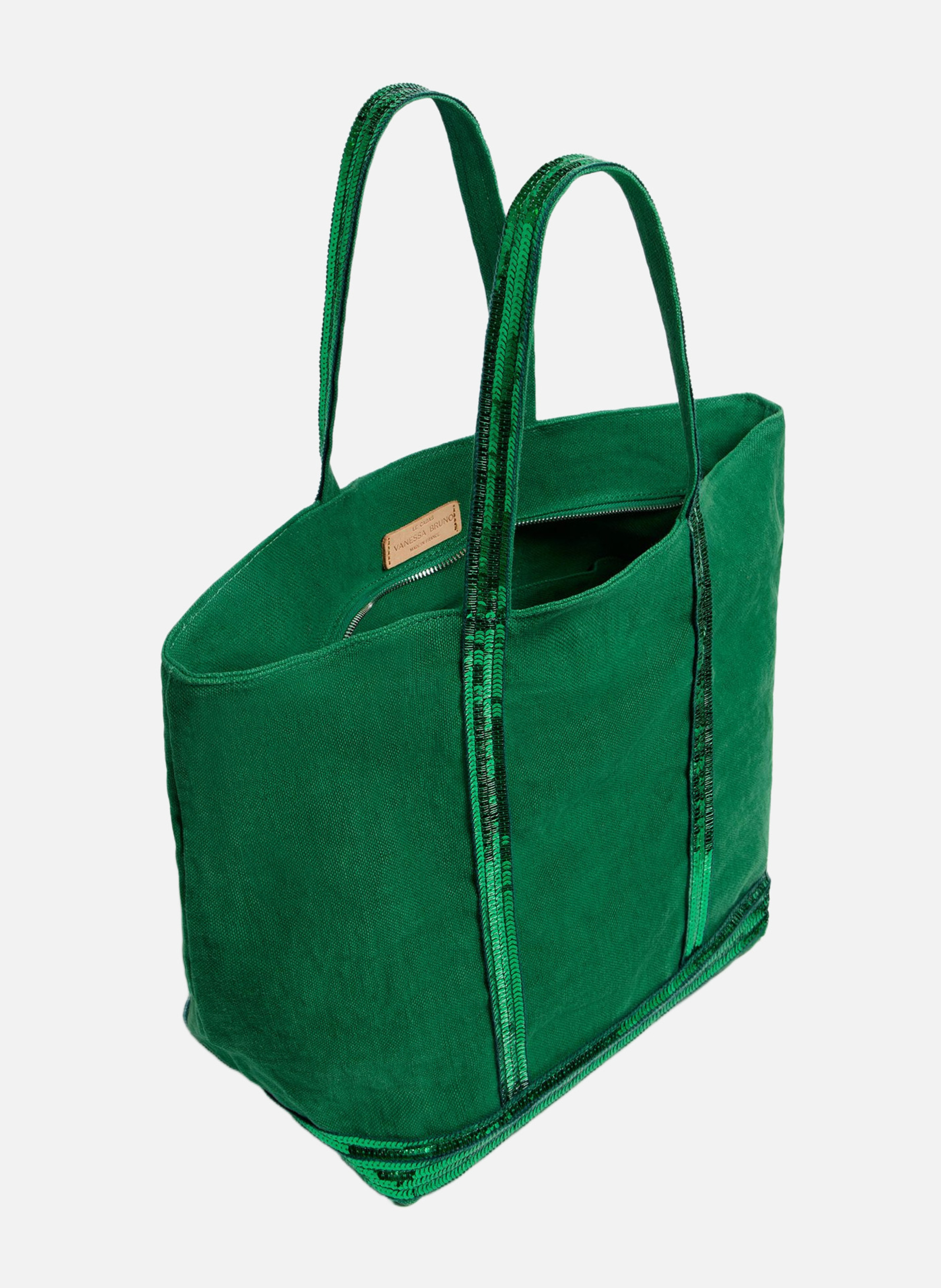 Cabas l zippé en lin VANESSA BRUNO Vert