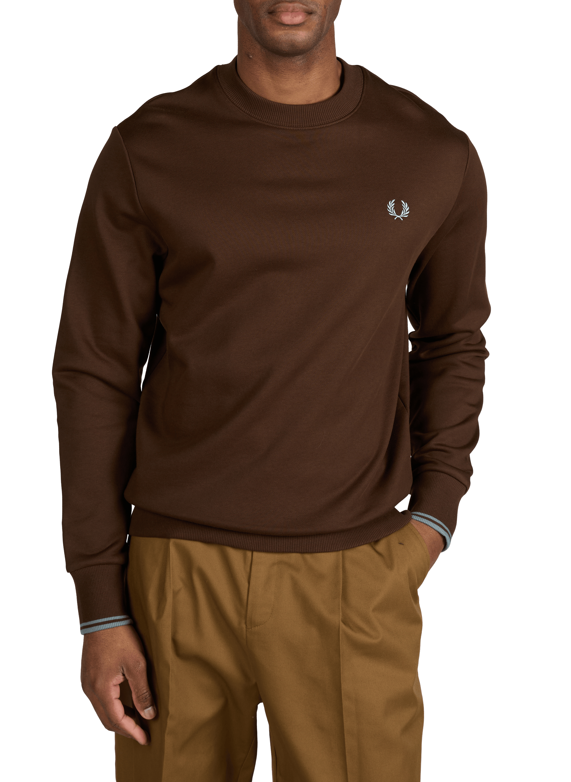 Round-neck cotton sweatshirt FRED PERRY Brown