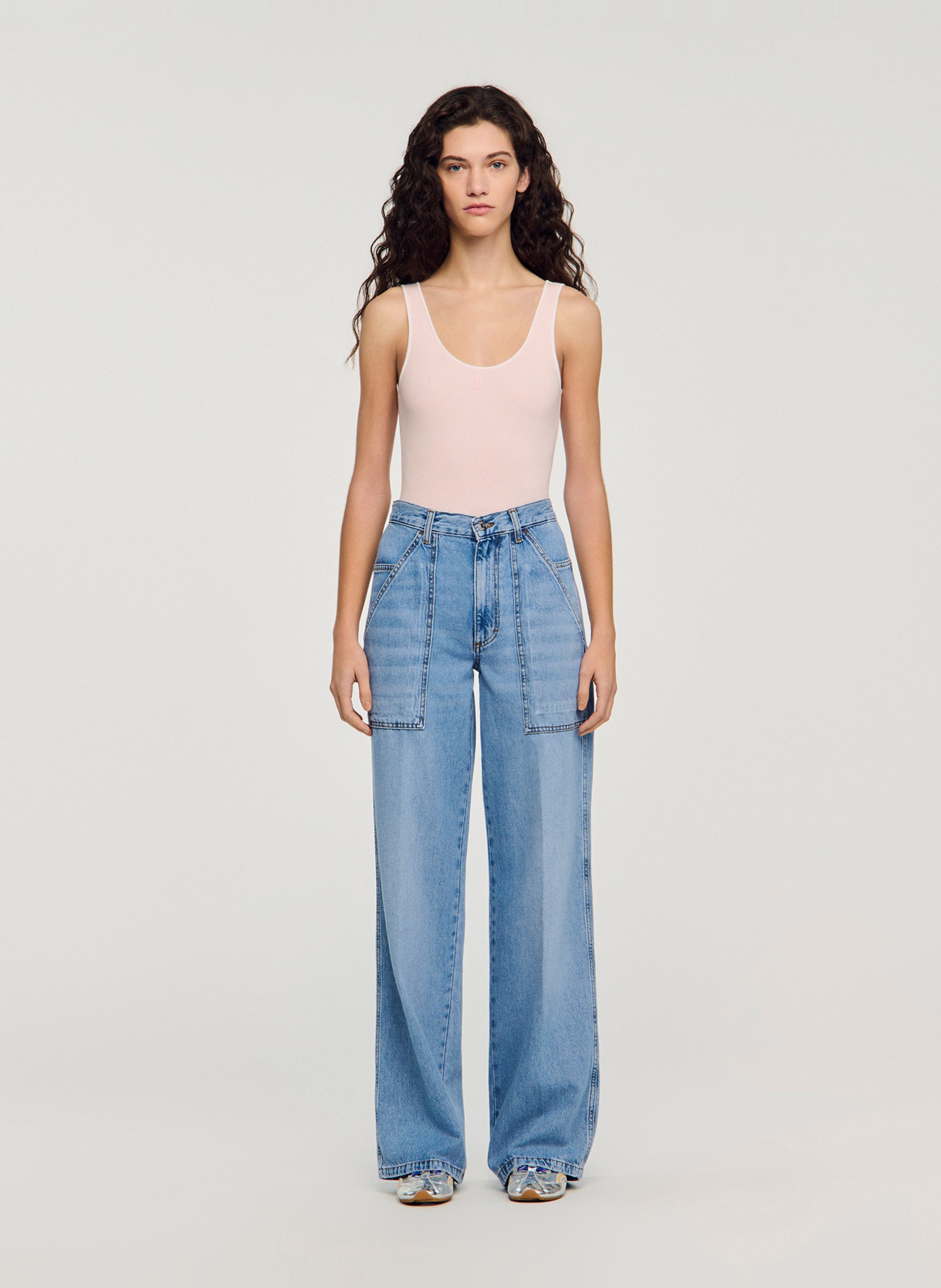 Jean large délavé SANDRO Bleu