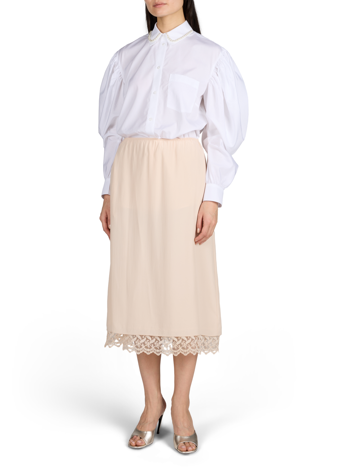 Chemise droite avec perles en coton SIMONE ROCHA Blanc