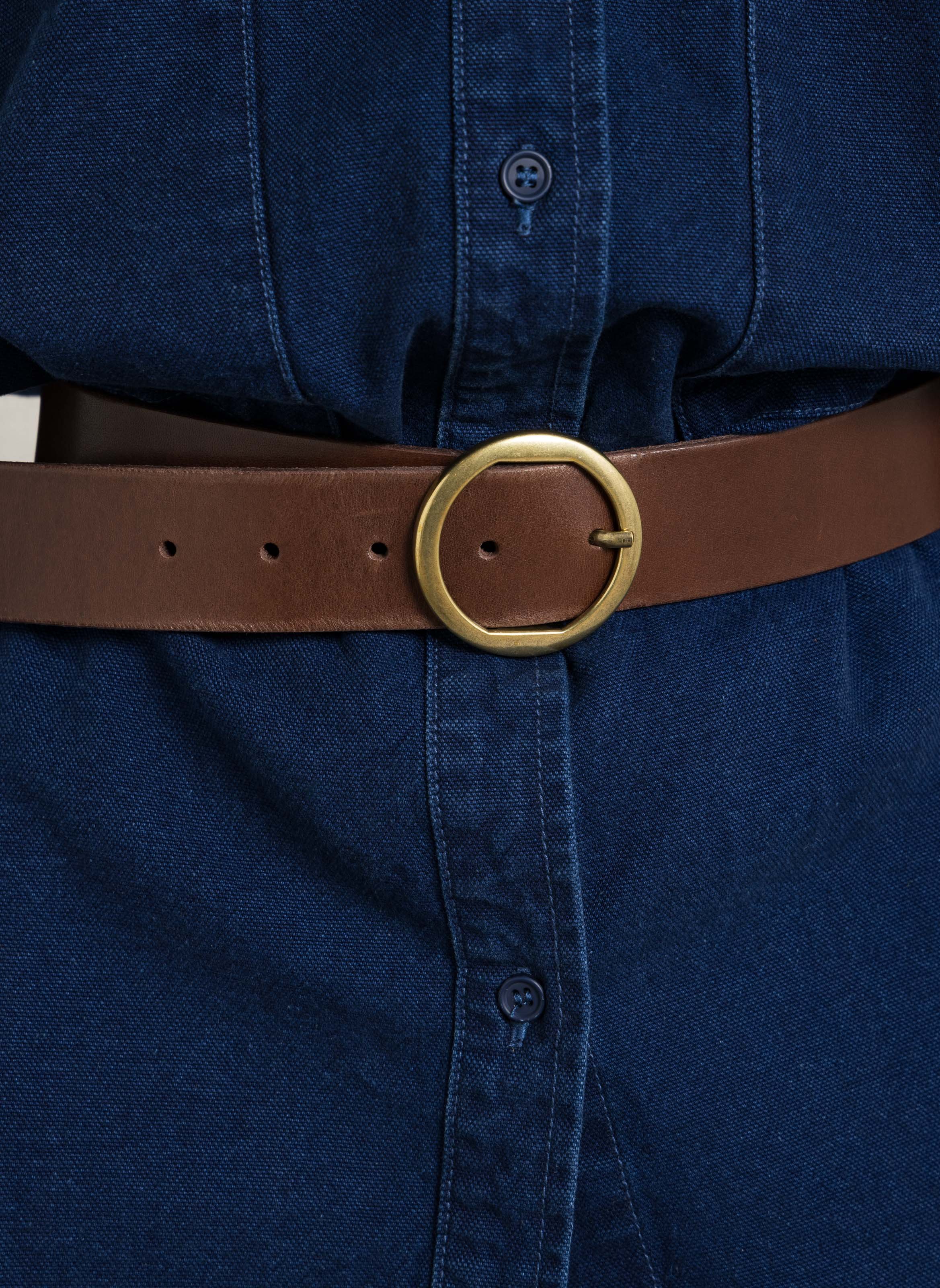 Ceinture à boucle en cuir lisse eline MAISON 123 Marron