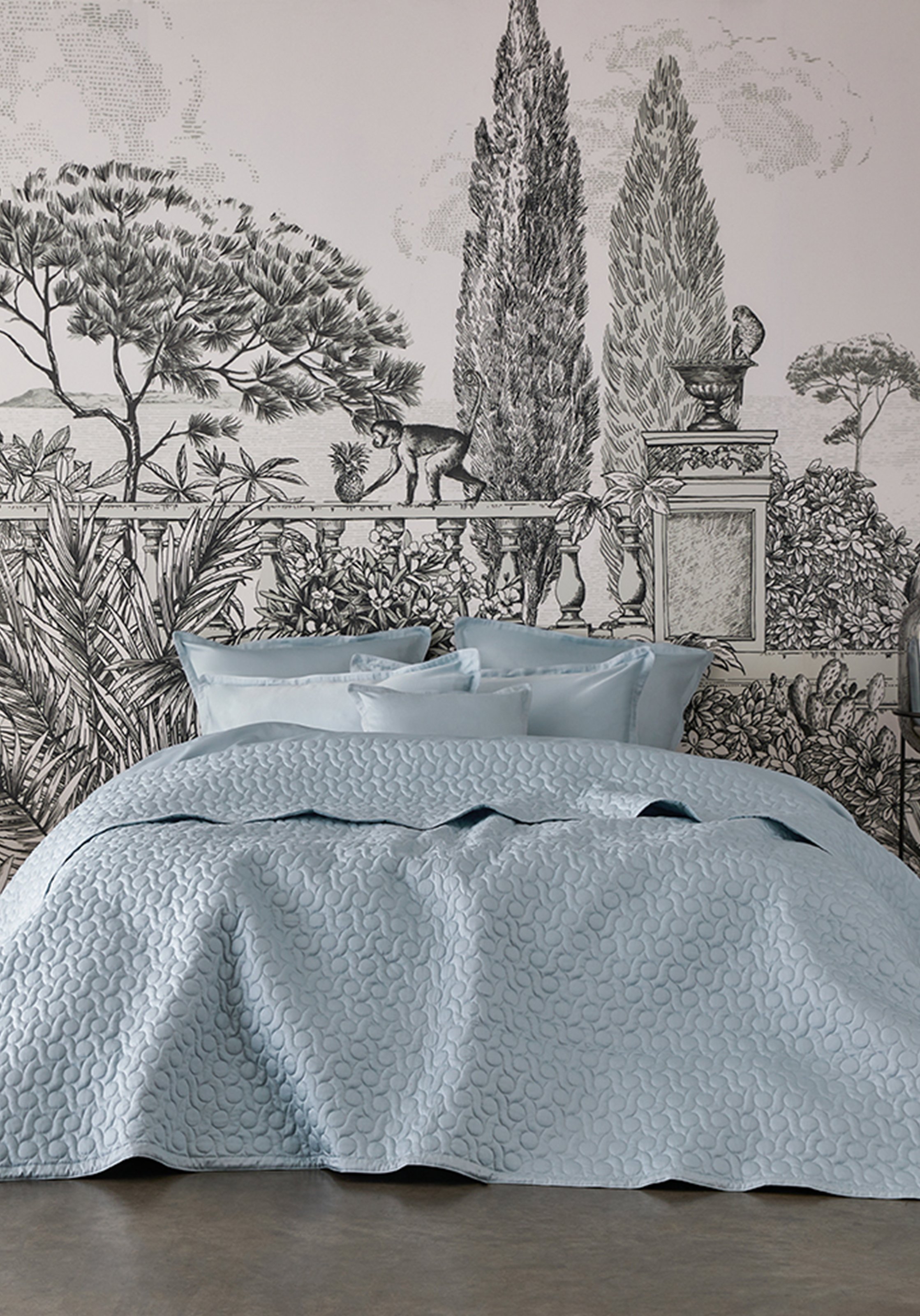 Couvre-lit matelassé uni en satin de coton bio, poesie ALEXANDRE TURPAULT Bleu