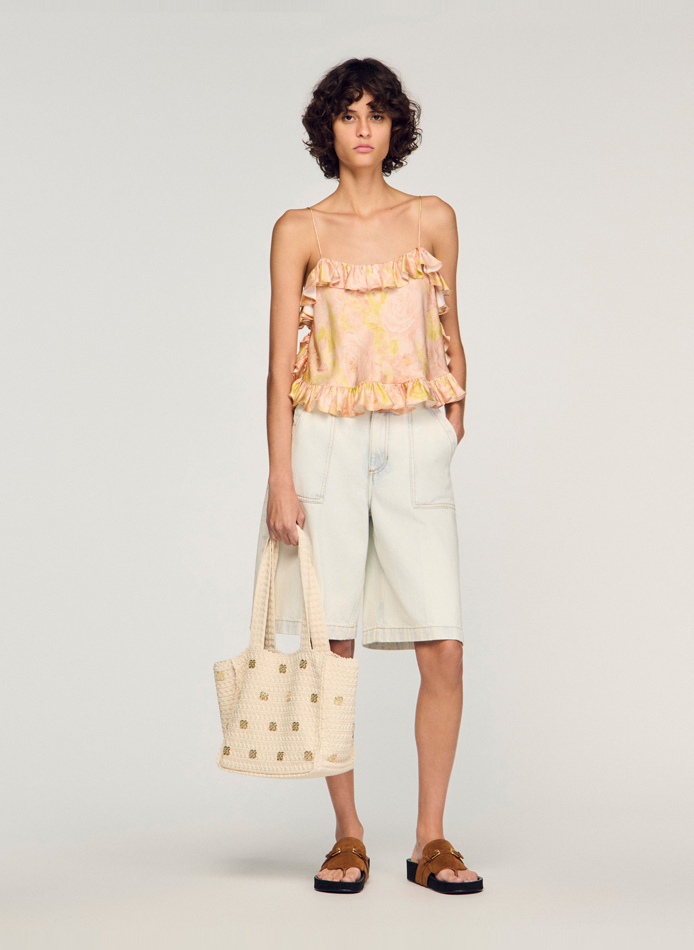 Sac en maille crochet SANDRO Beige