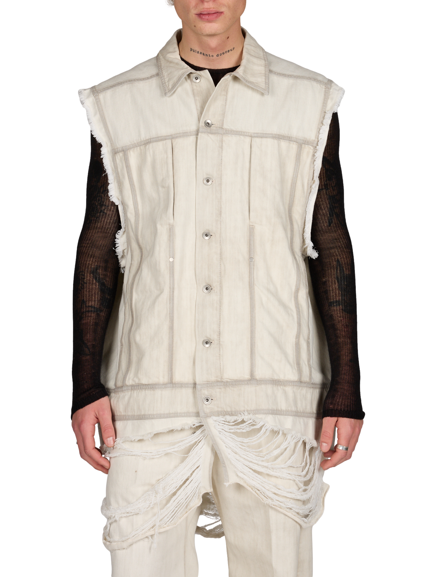 Veste sans manches effet déchiré RICK OWENS Beige