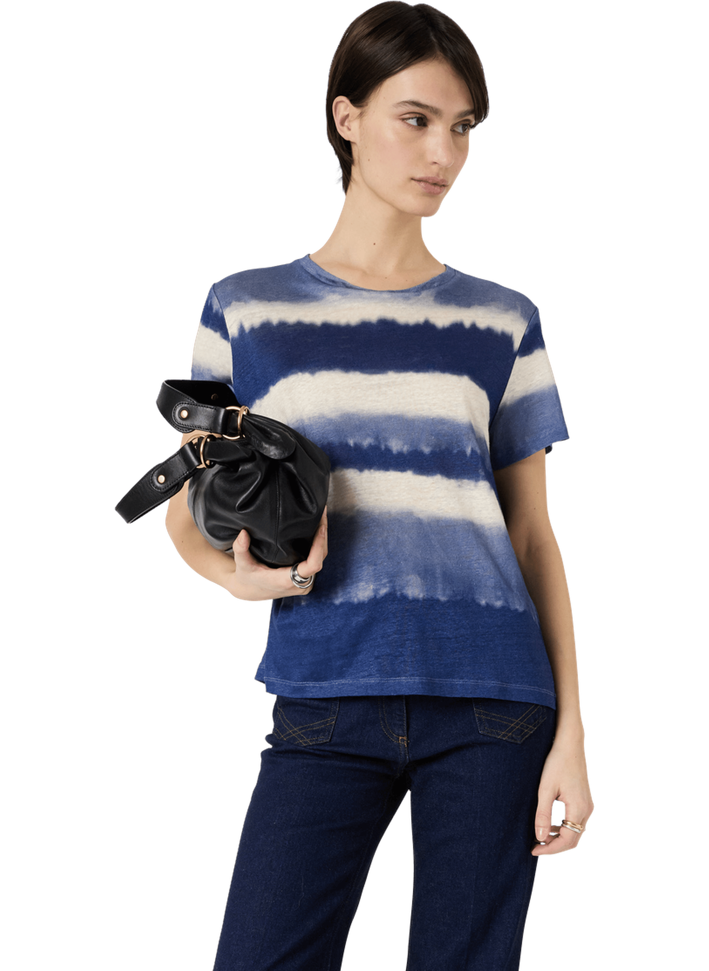 T-shirt tie and die en lin - mabinty GERARD DAREL Bleu
