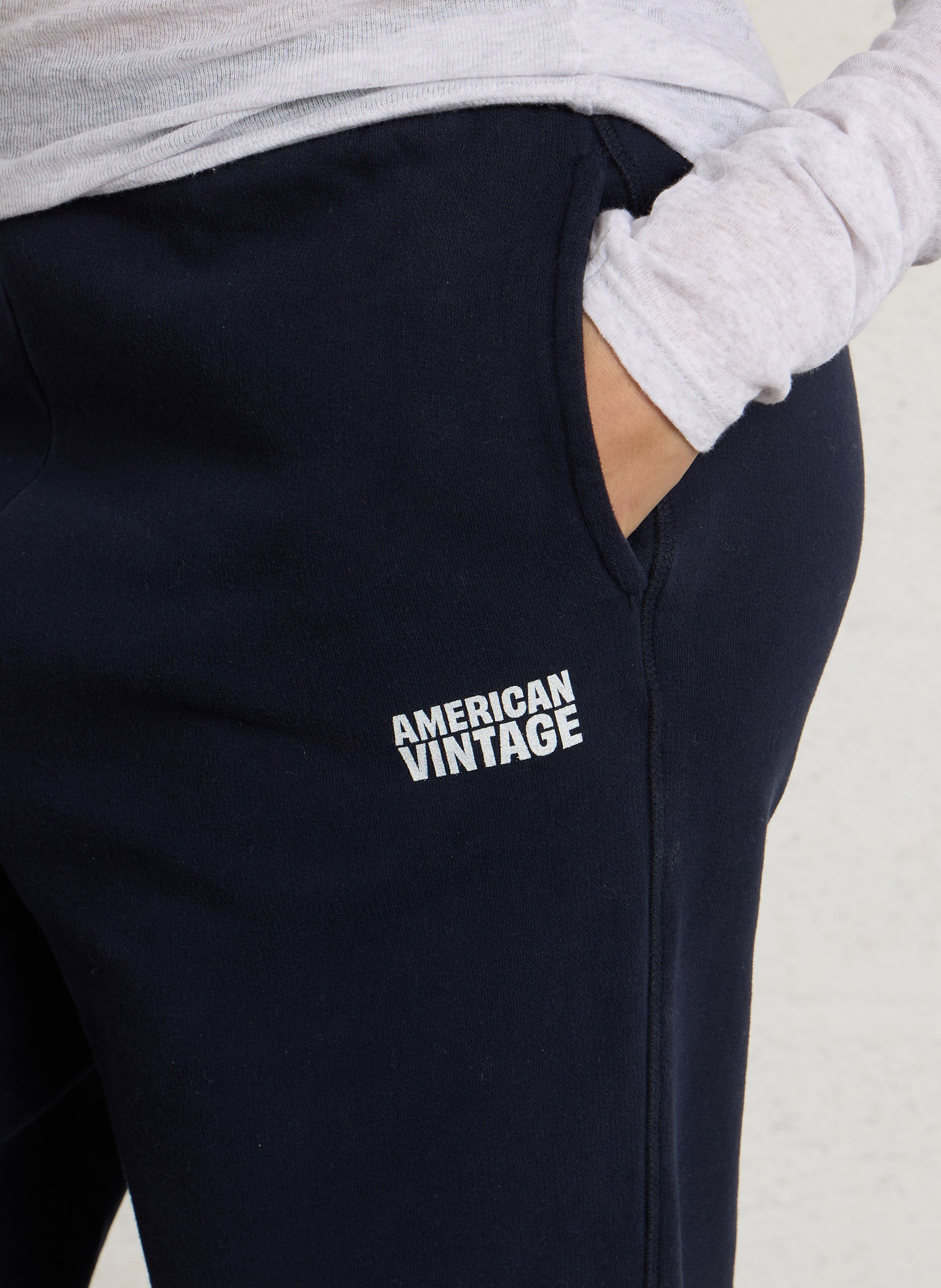 Jogging droit en coton plizzy AMERICAN VINTAGE Bleu