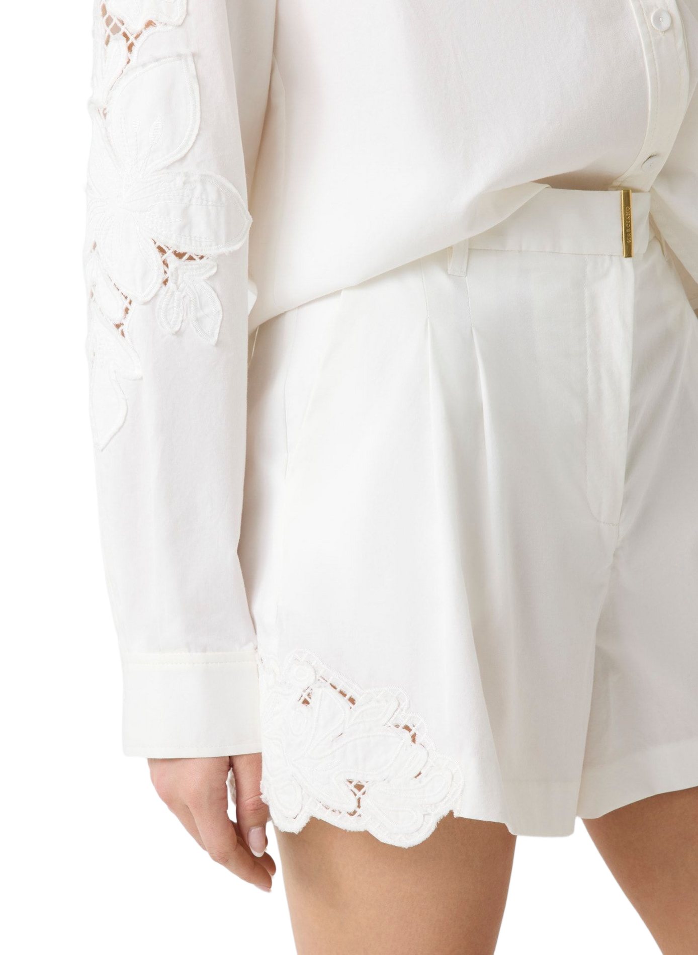 High-waisted cotton shorts GUESS Beige