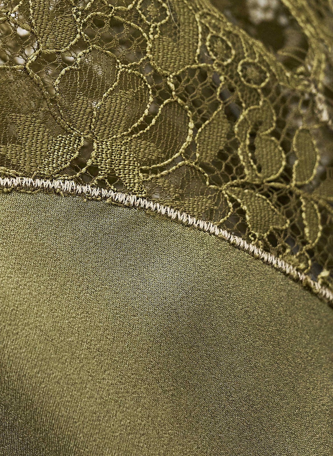 Top sans manches satin à dentelle corina BA&SH Kaki