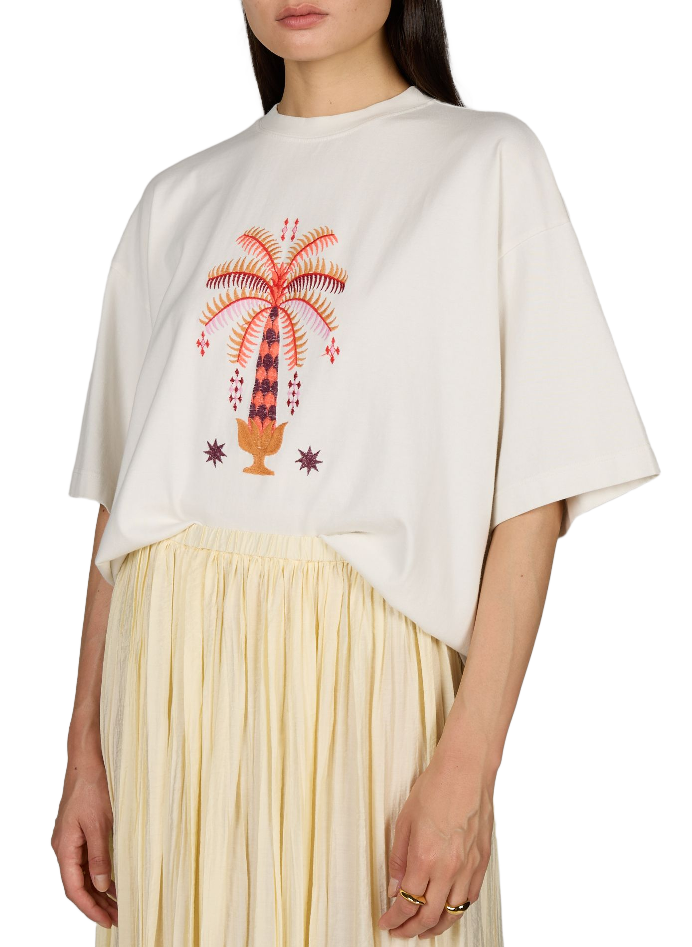 Oversized T-Shirt mit Stickereien TOPSHOP Weiss