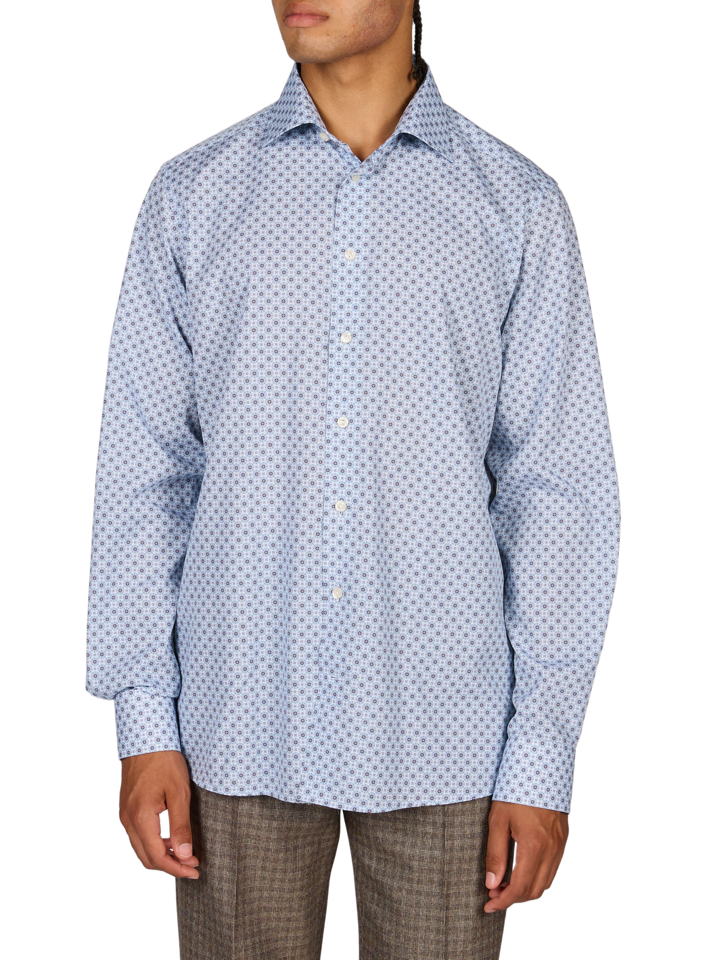Straight classic collar shirt in printed cotton ETON Blue